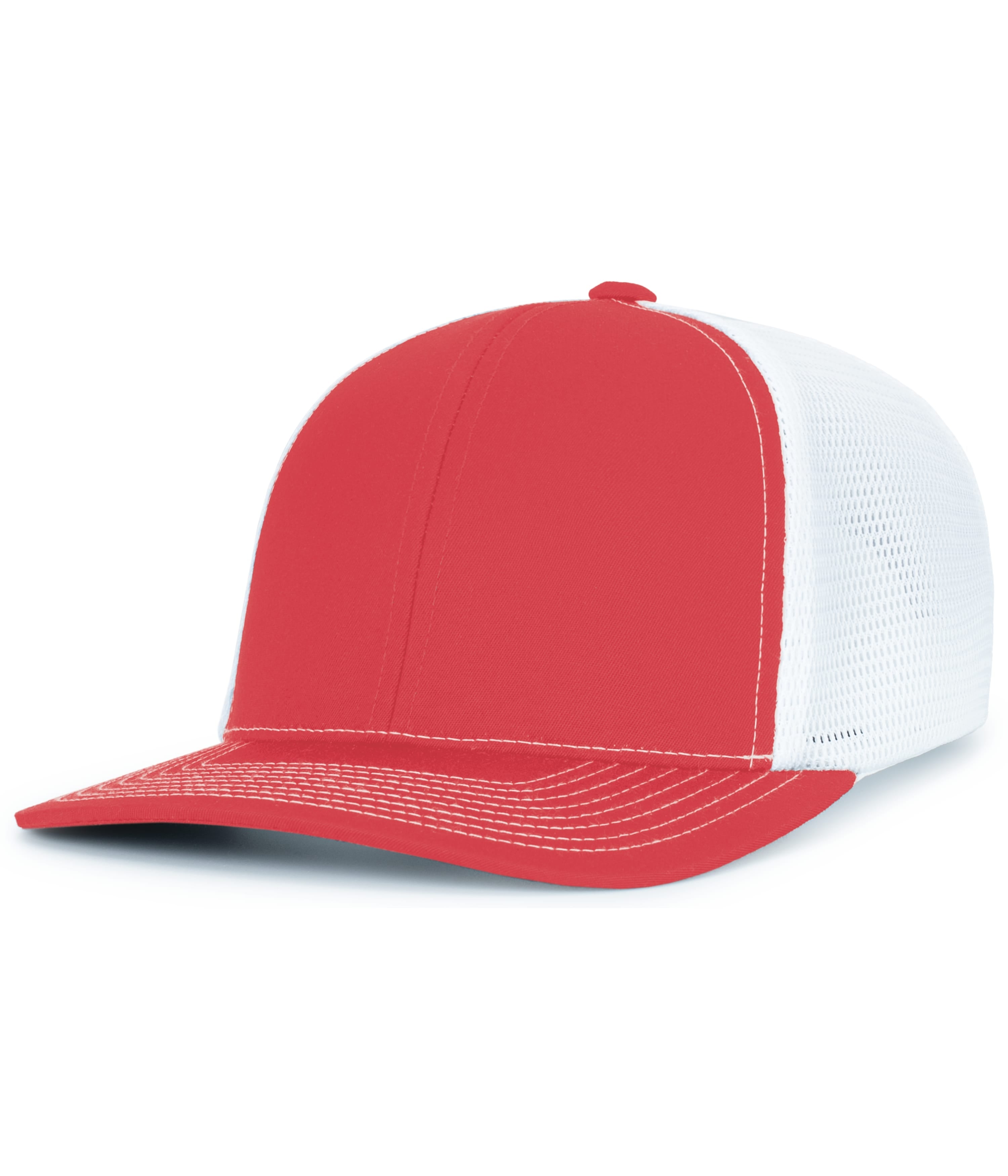 Contrast Stitch Trucker PacFlex Snapback Cap - OS - RED/WHITE/RED