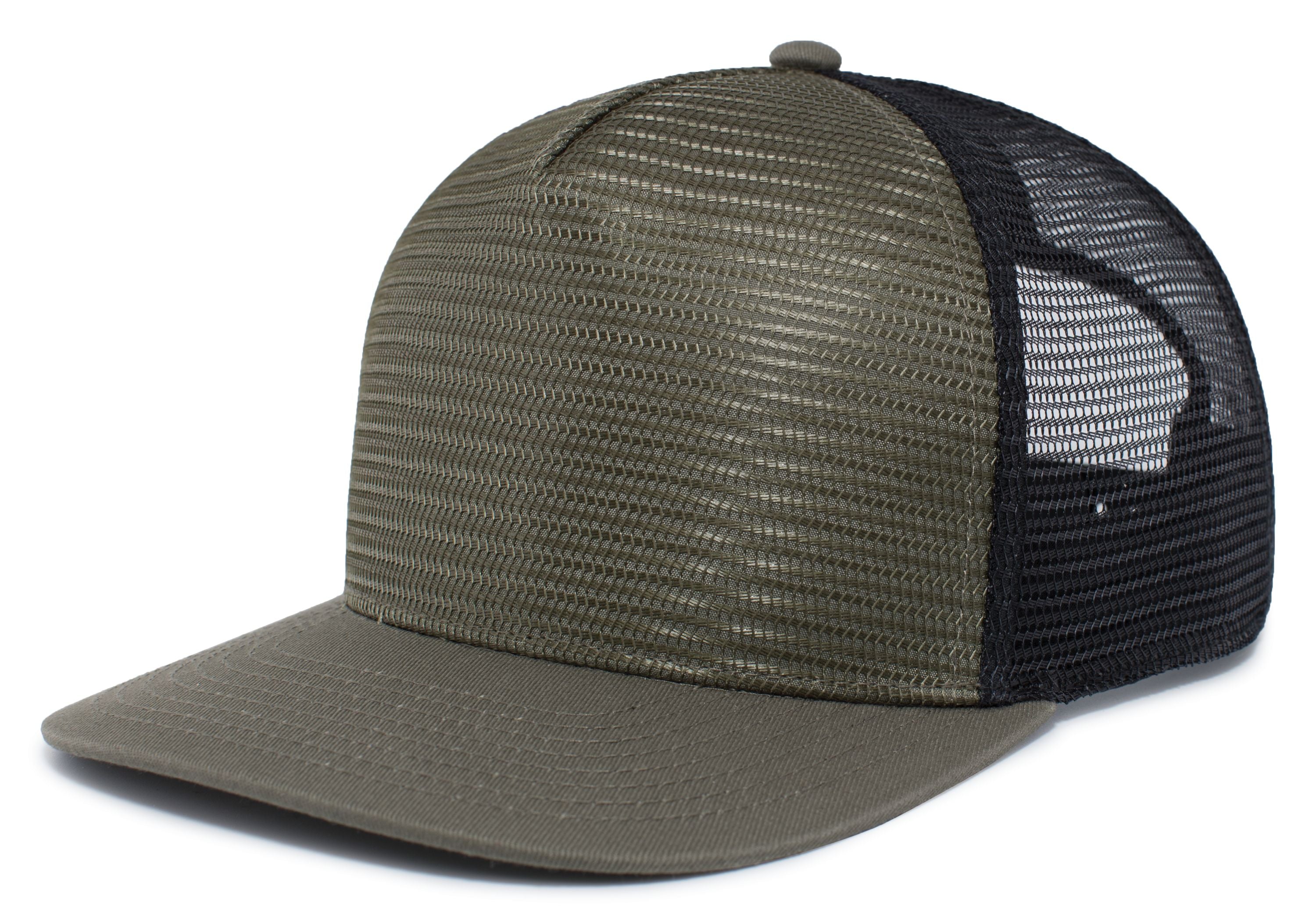5-Panel Mesh Overlay Trucker Snapback - OS - LODEN/BLACK