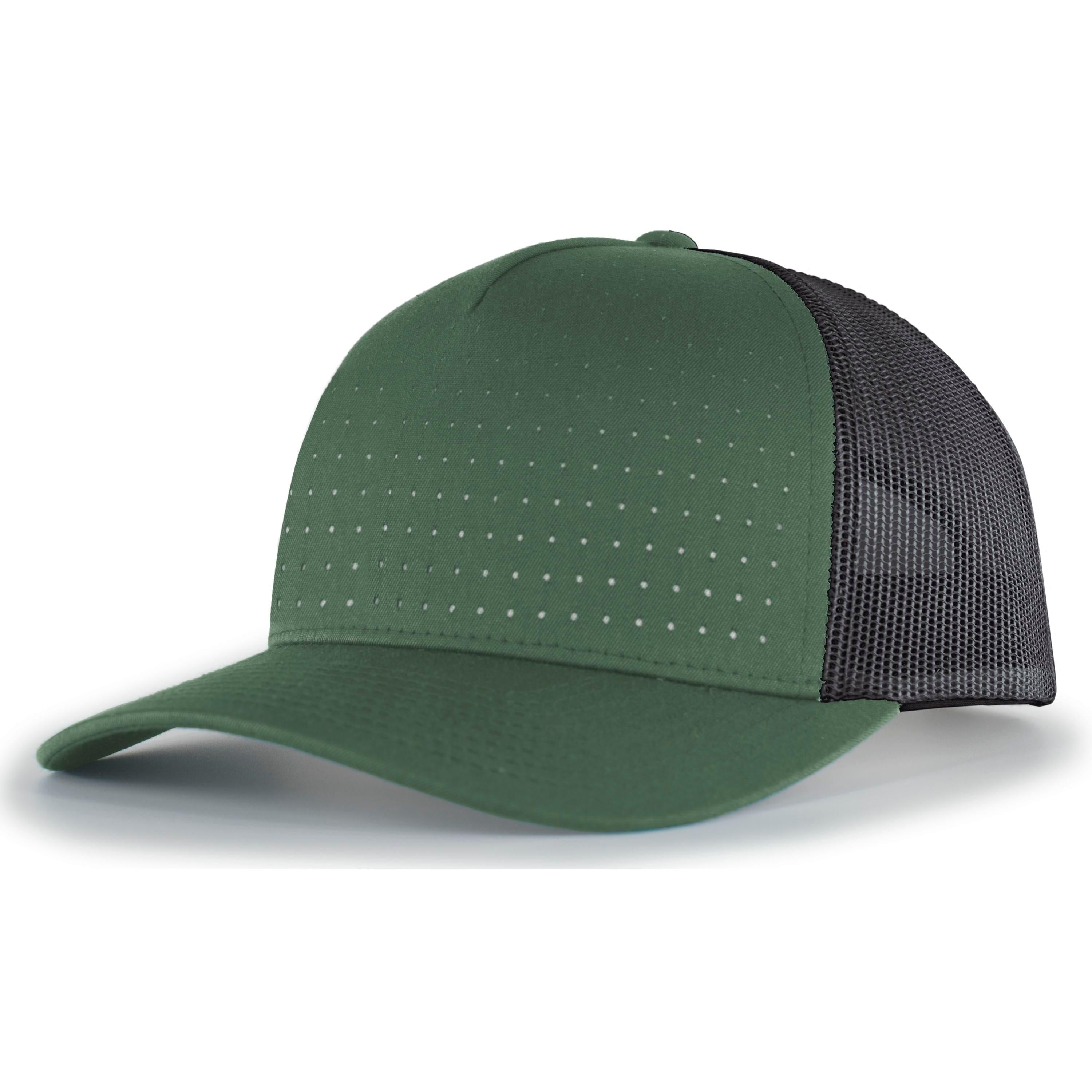 Perforated 5-Panel Trucker Snapback Cap - OS - ARMY/LIGHT CHARCOAL/WHITE
