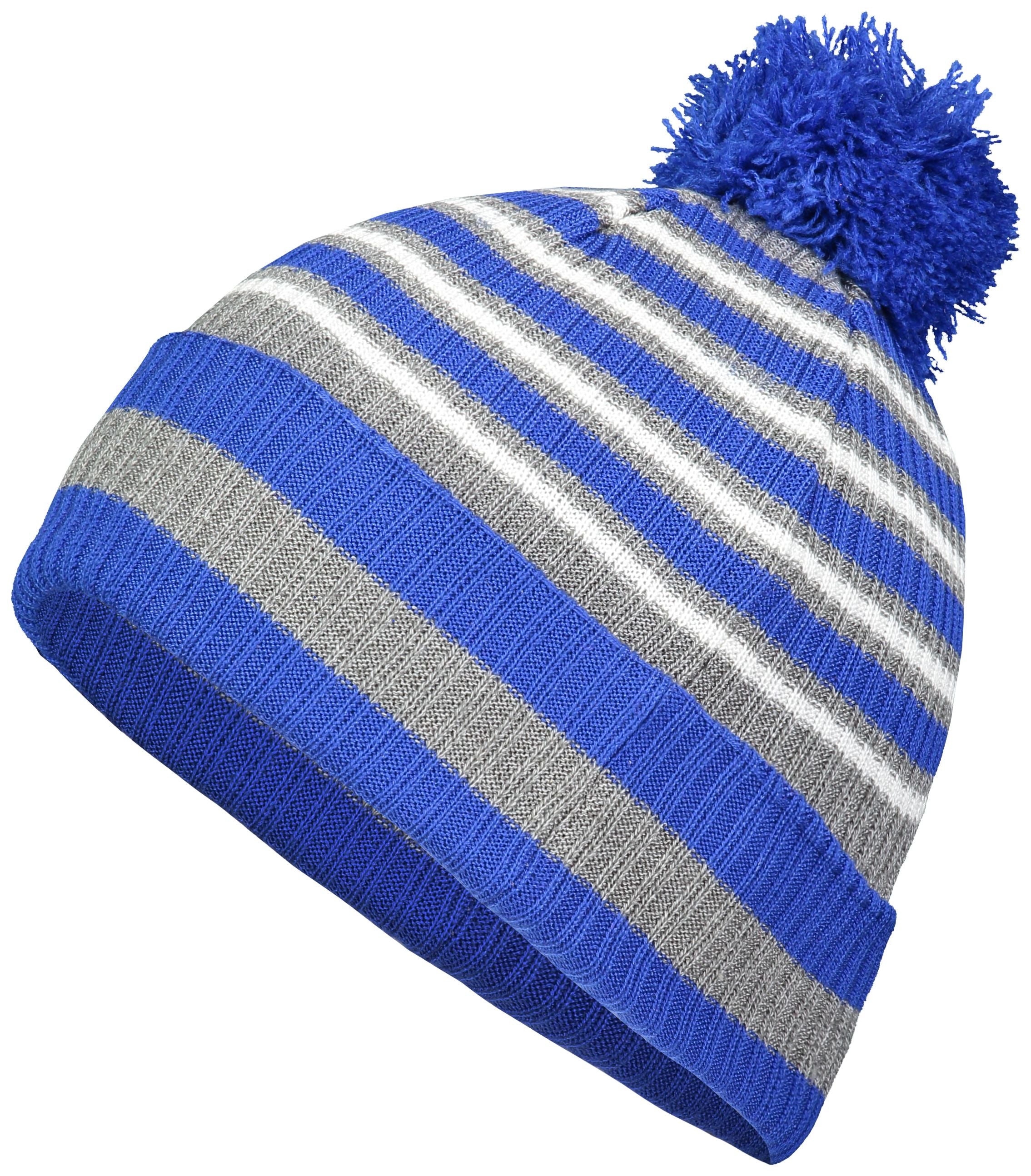 Spirit Pom Beanie - OS - ROYAL/HEATHER GREY/WHITE