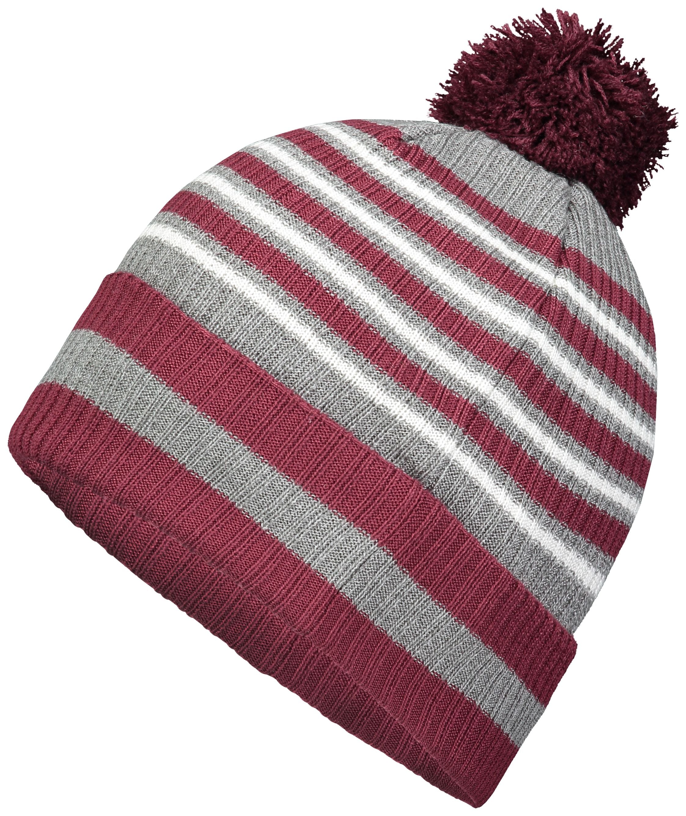 Spirit Pom Beanie - OS - MAROON/HEATHER GREY/WHITE