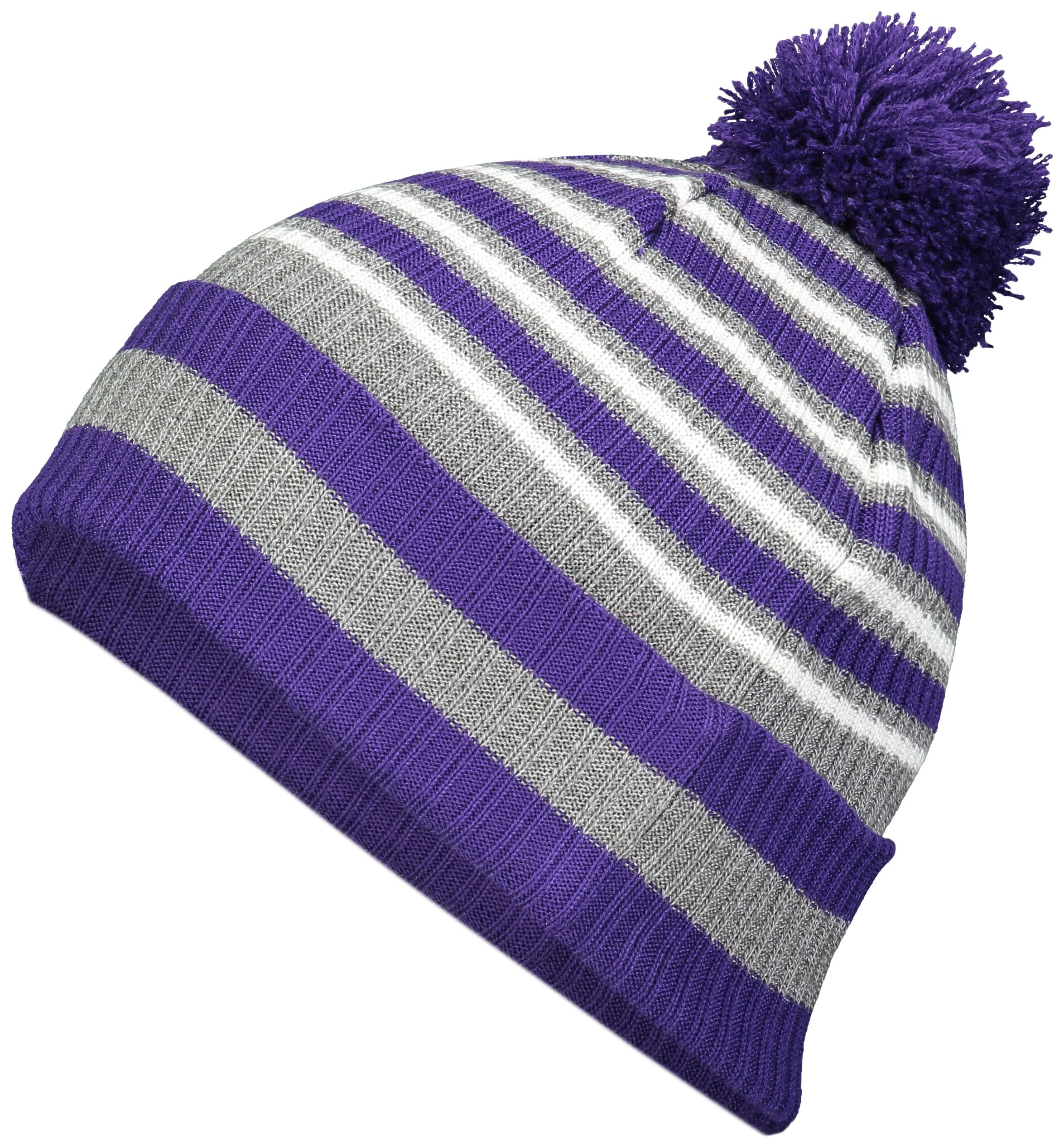 Spirit Pom Beanie - OS - PURPLE/HEATHER GREY/WHITE