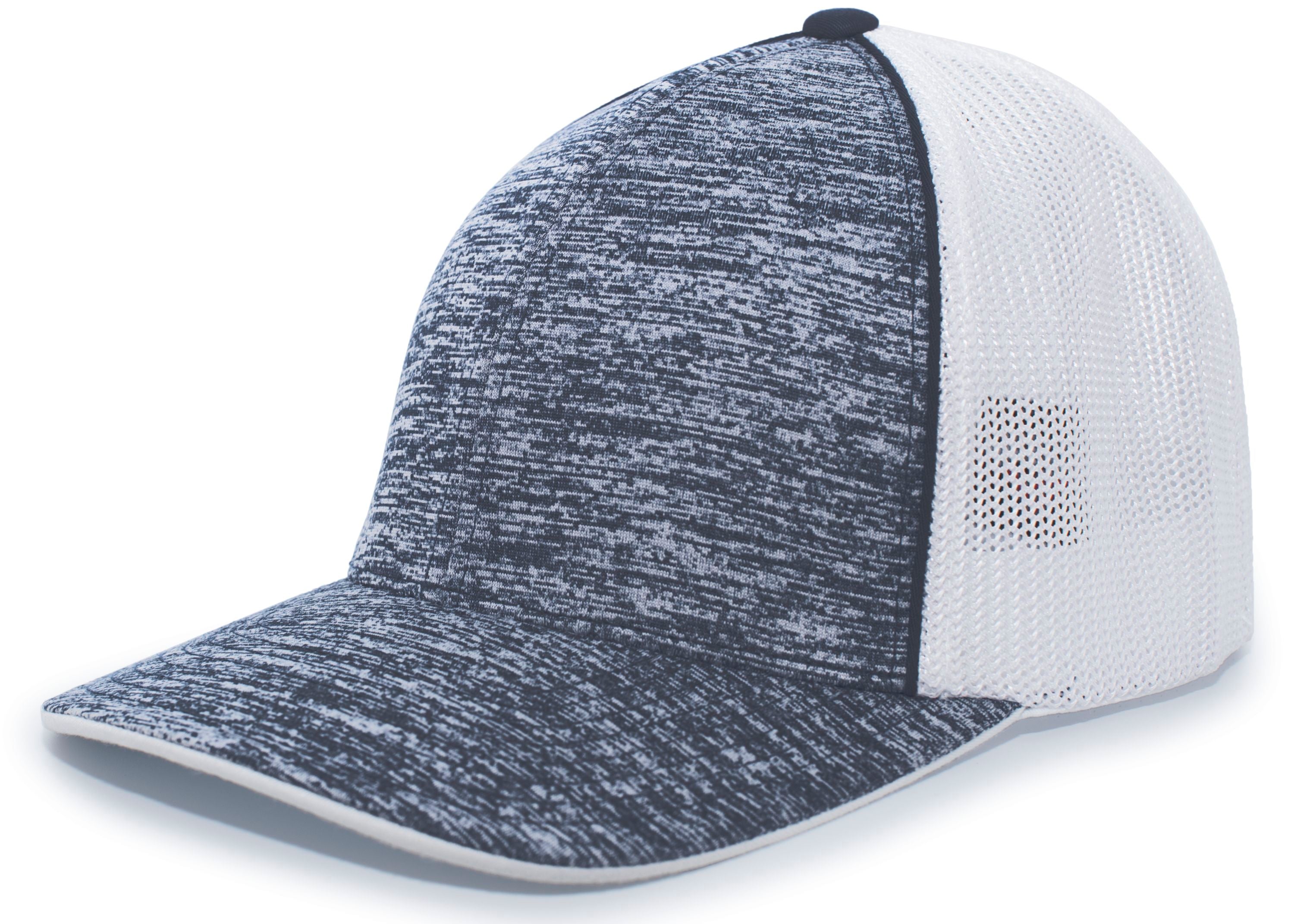 Aggressive Heather Trucker PacFlex Cap - XS - NAVY HEATHER/WHITE/NAVY HEATHER