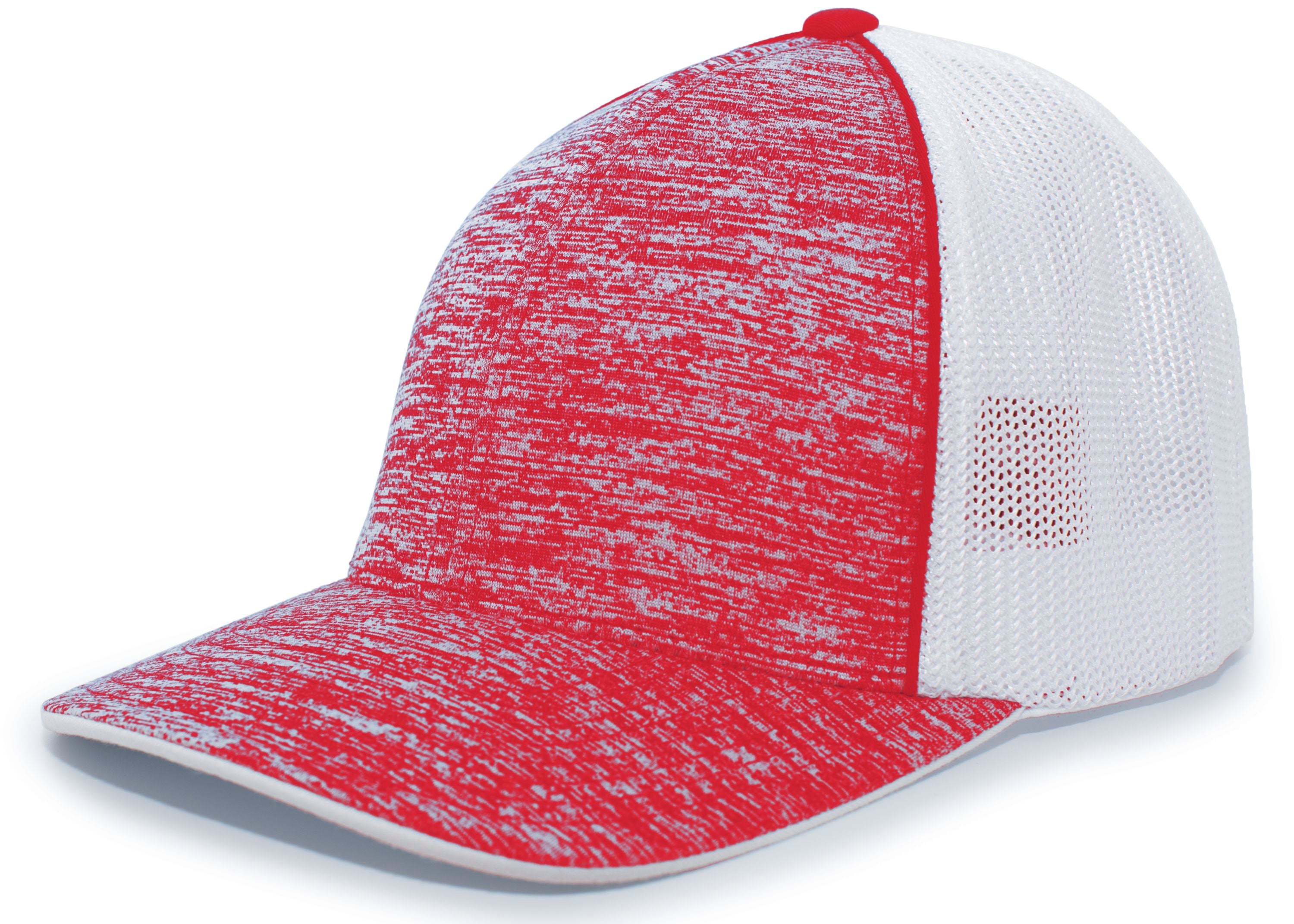 Aggressive Heather Trucker PacFlex Cap - XS - RED HEATHER/WHITE/RED HEATHER