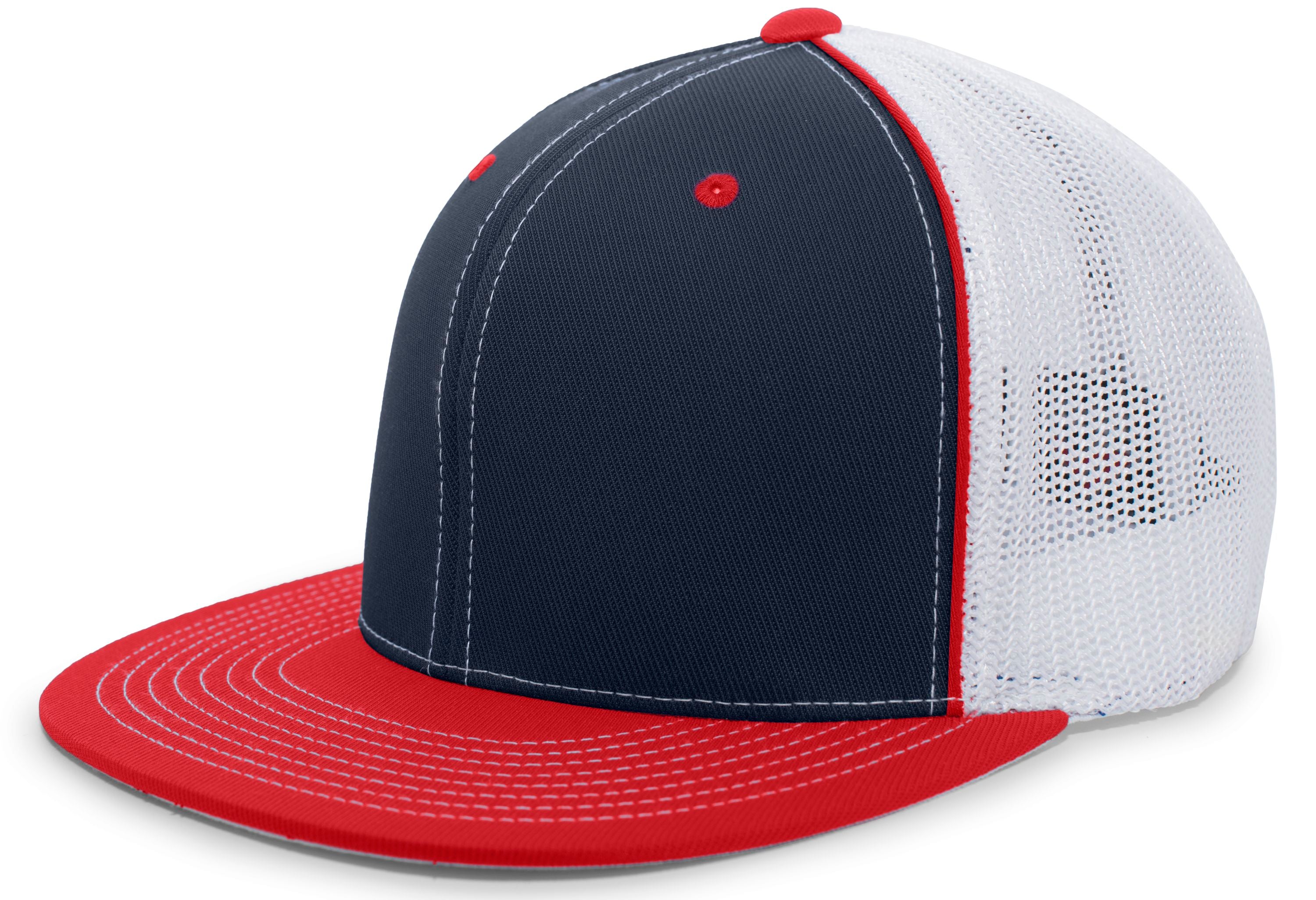 D-Series Trucker PacFlex Cap - XS - NAVY/WHITE/RED