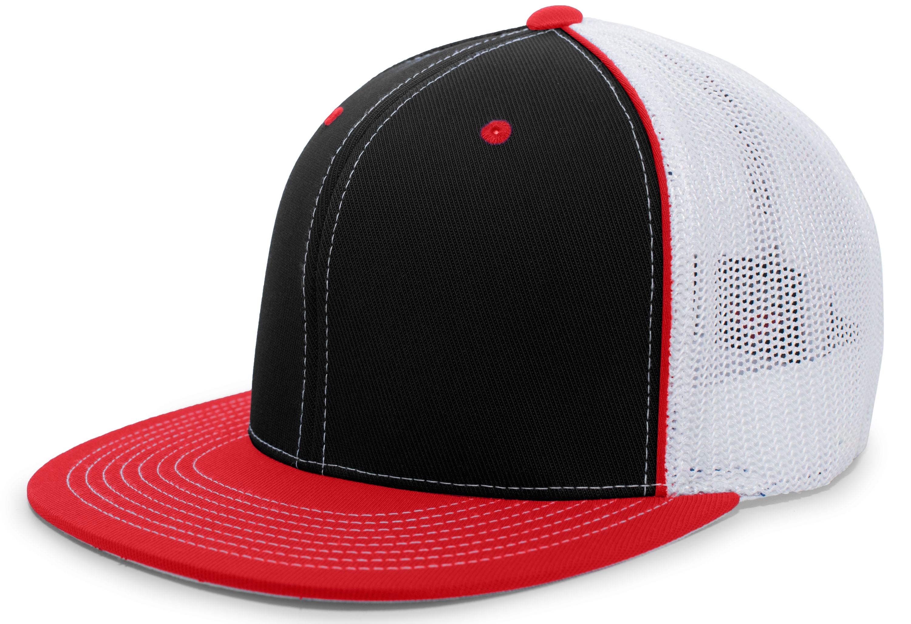 D-Series Trucker PacFlex Cap - XS - BLACK/WHITE/RED