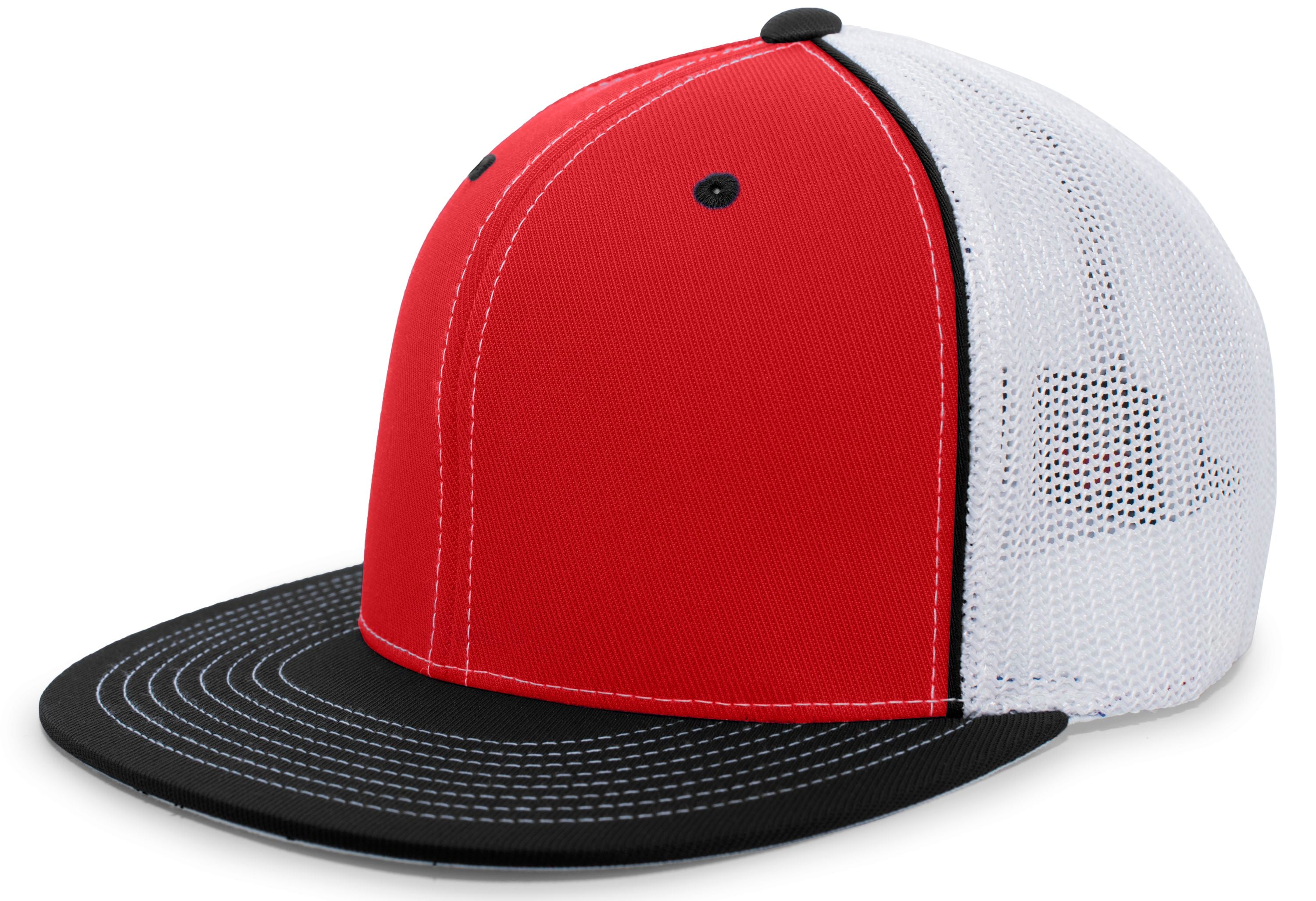 D-Series Trucker PacFlex Cap - XS - RED/WHITE/BLACK