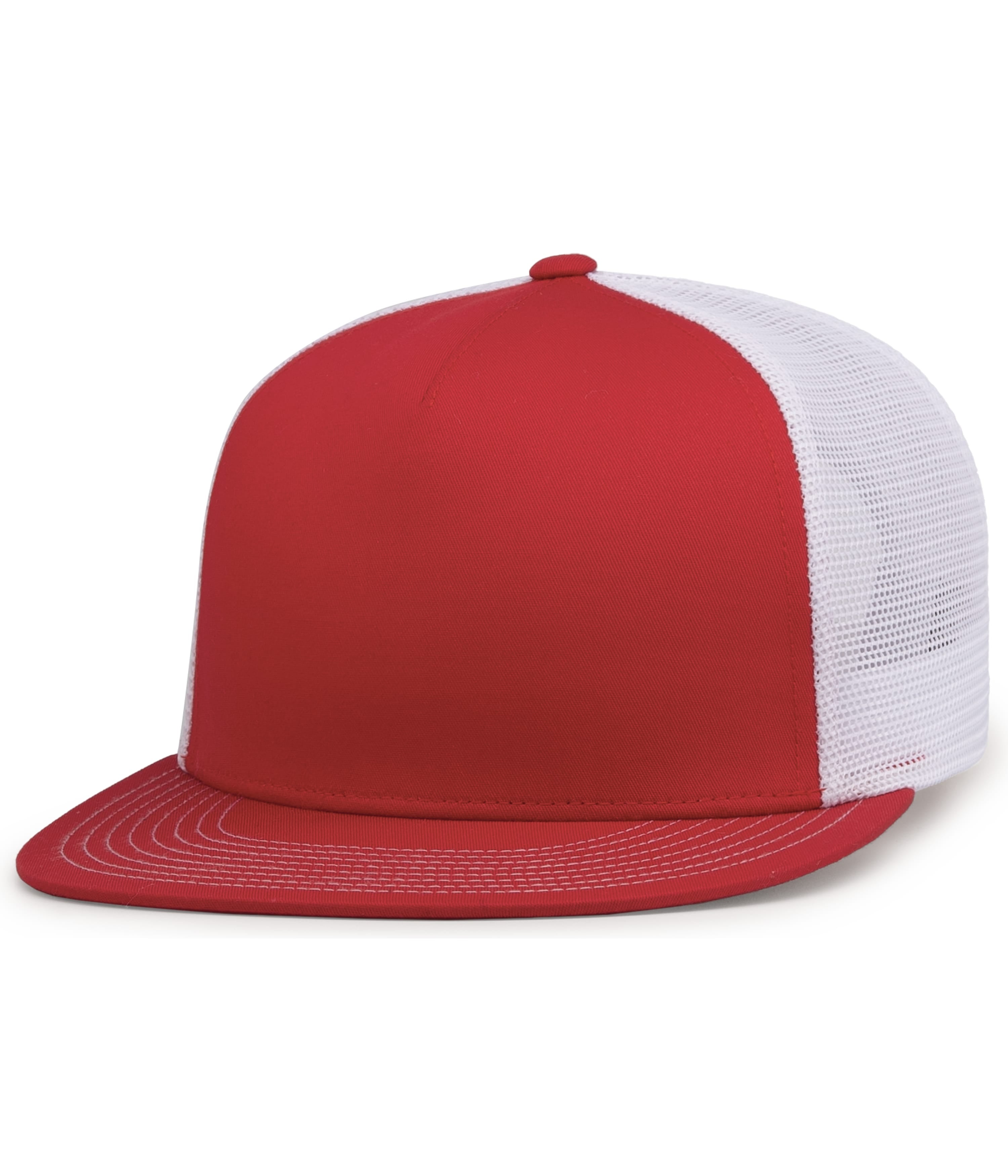D-SERIES 5-PANEL TRUCKER SNAPBACK CAP - OS - RED/WHITE/RED