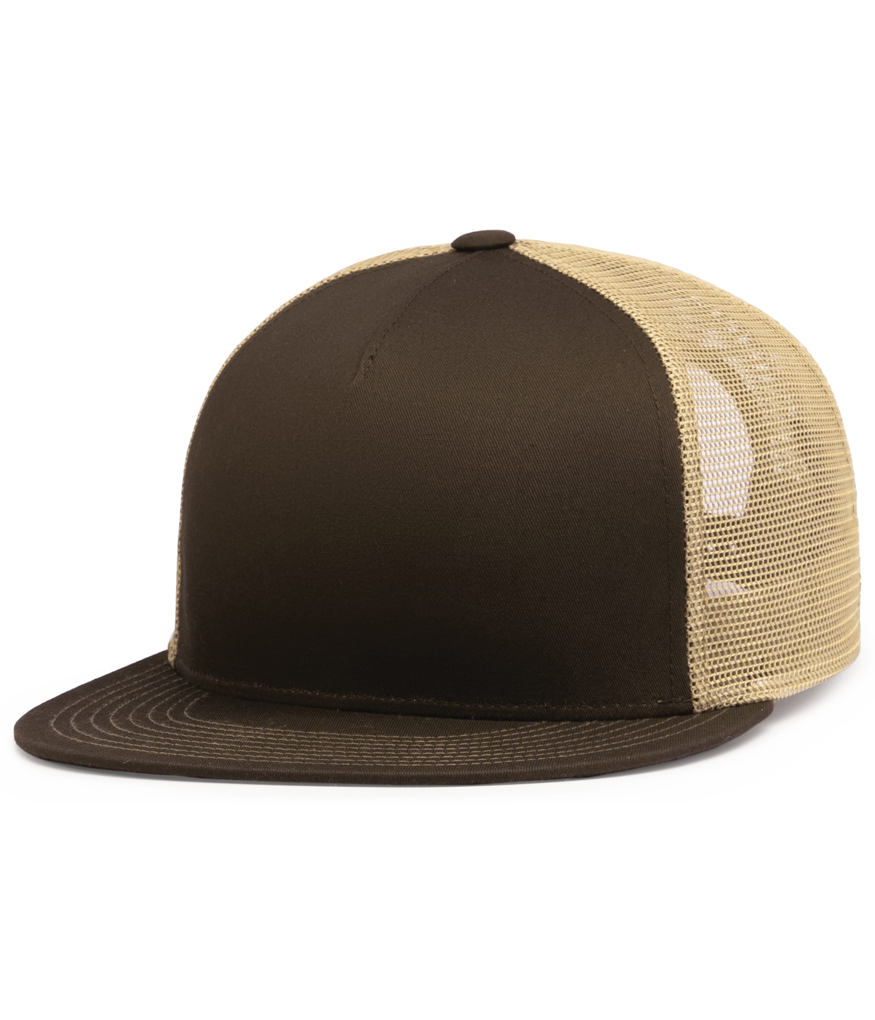D-SERIES 5-PANEL TRUCKER SNAPBACK CAP - OS - BROWN/KHAKI/BROWN
