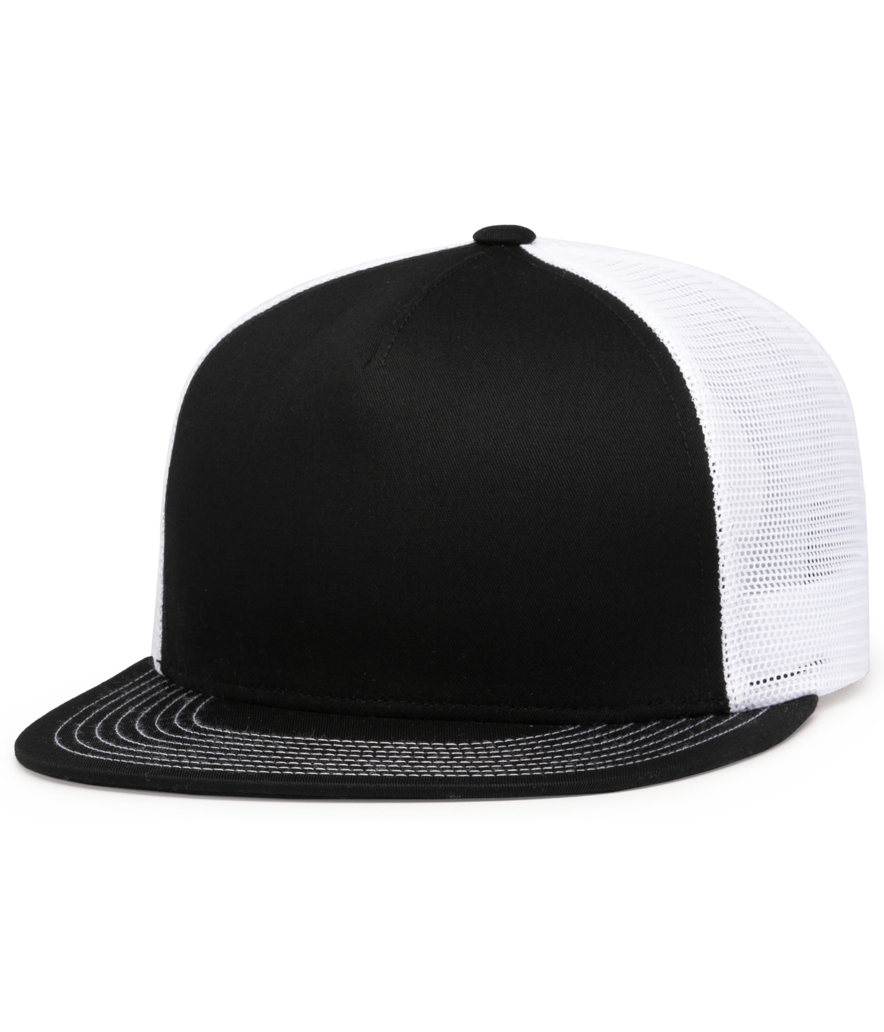 D-SERIES 5-PANEL TRUCKER SNAPBACK CAP - OS - BLACK/WHITE/BLACK