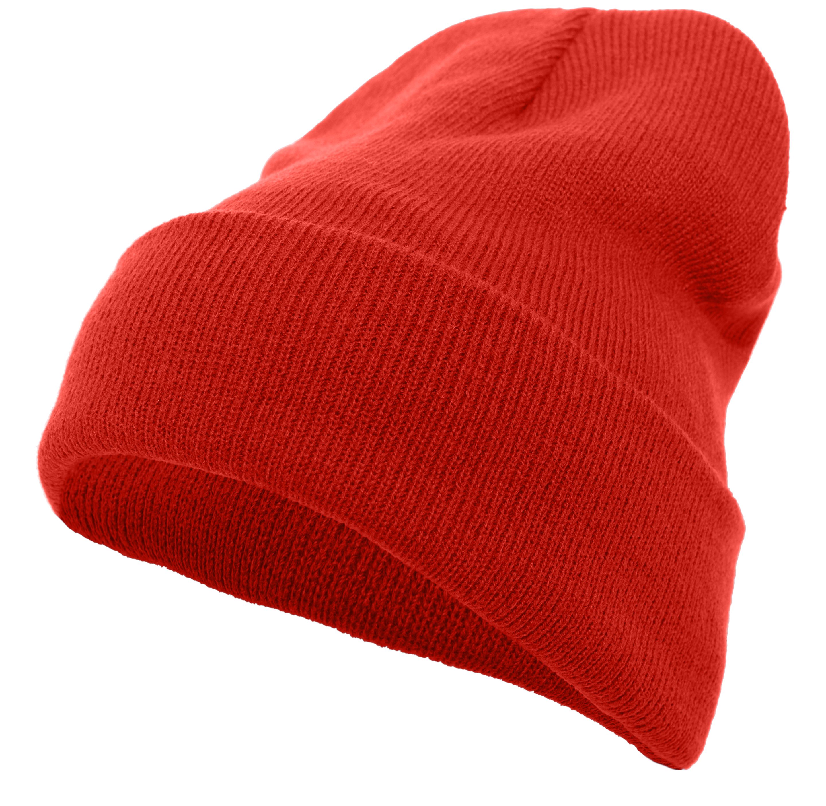Knit Fold Over Beanie - OS - RED