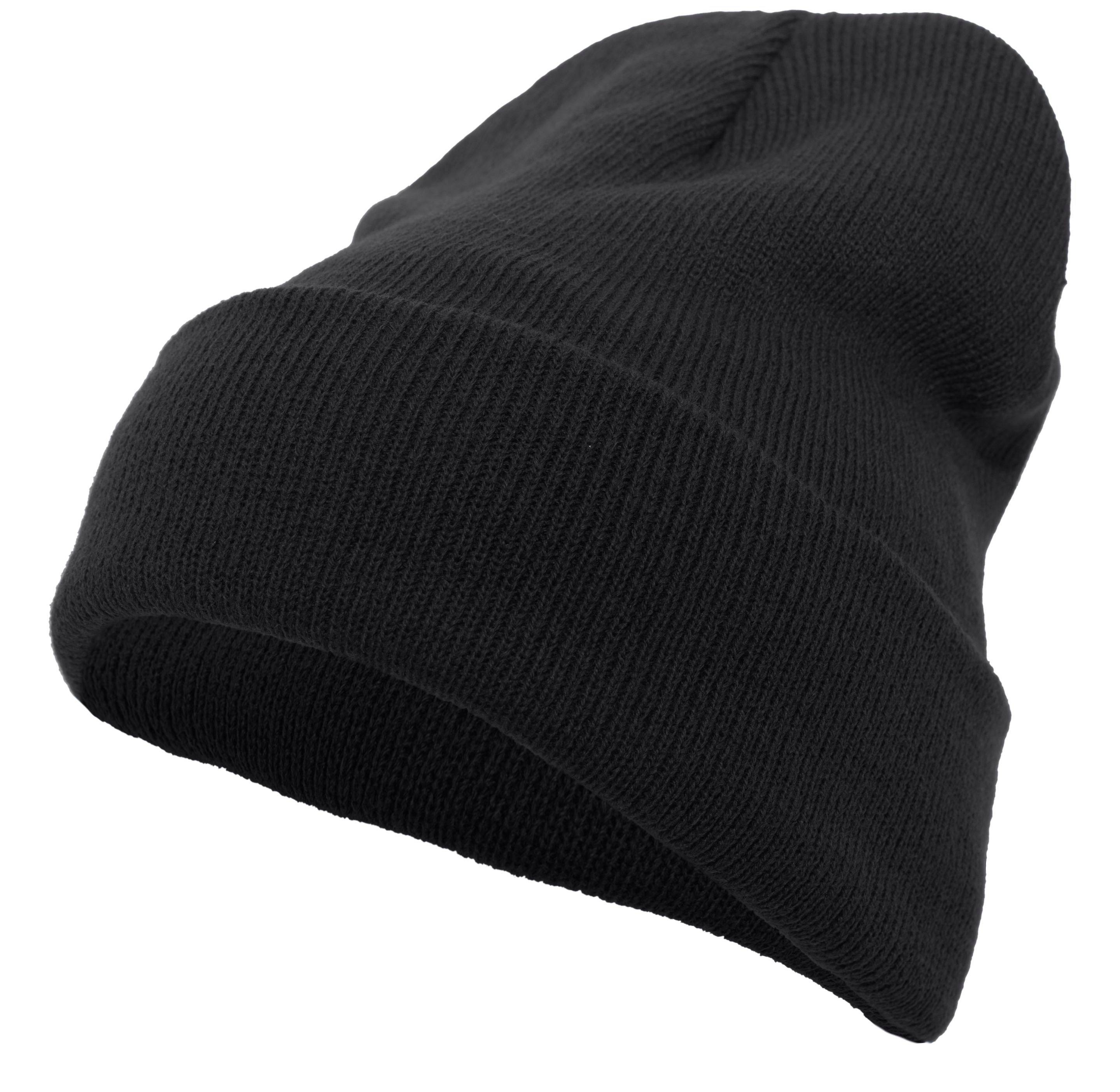 Knit Fold Over Beanie - OS - BLACK