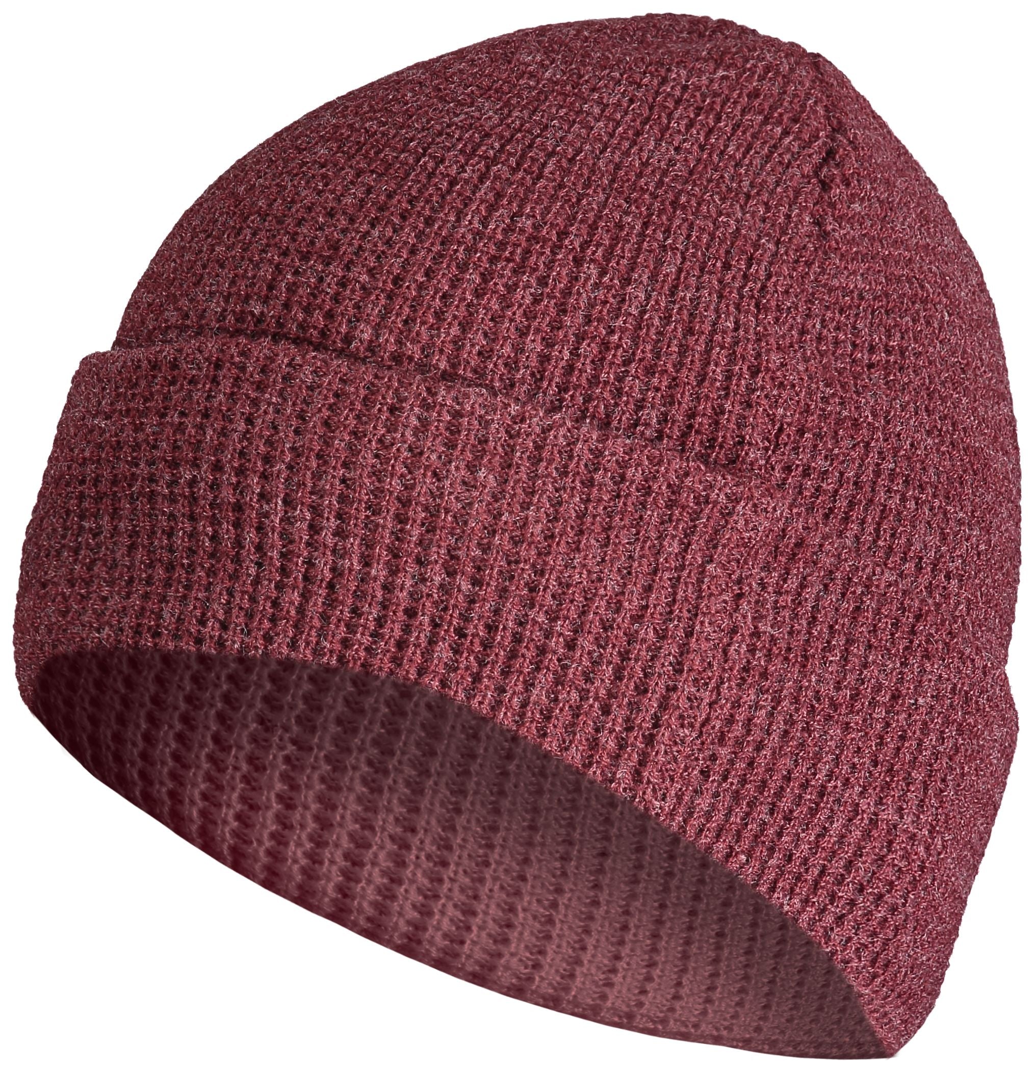 Waffle Knit Cuff Beanie - OS - BORDEAUX