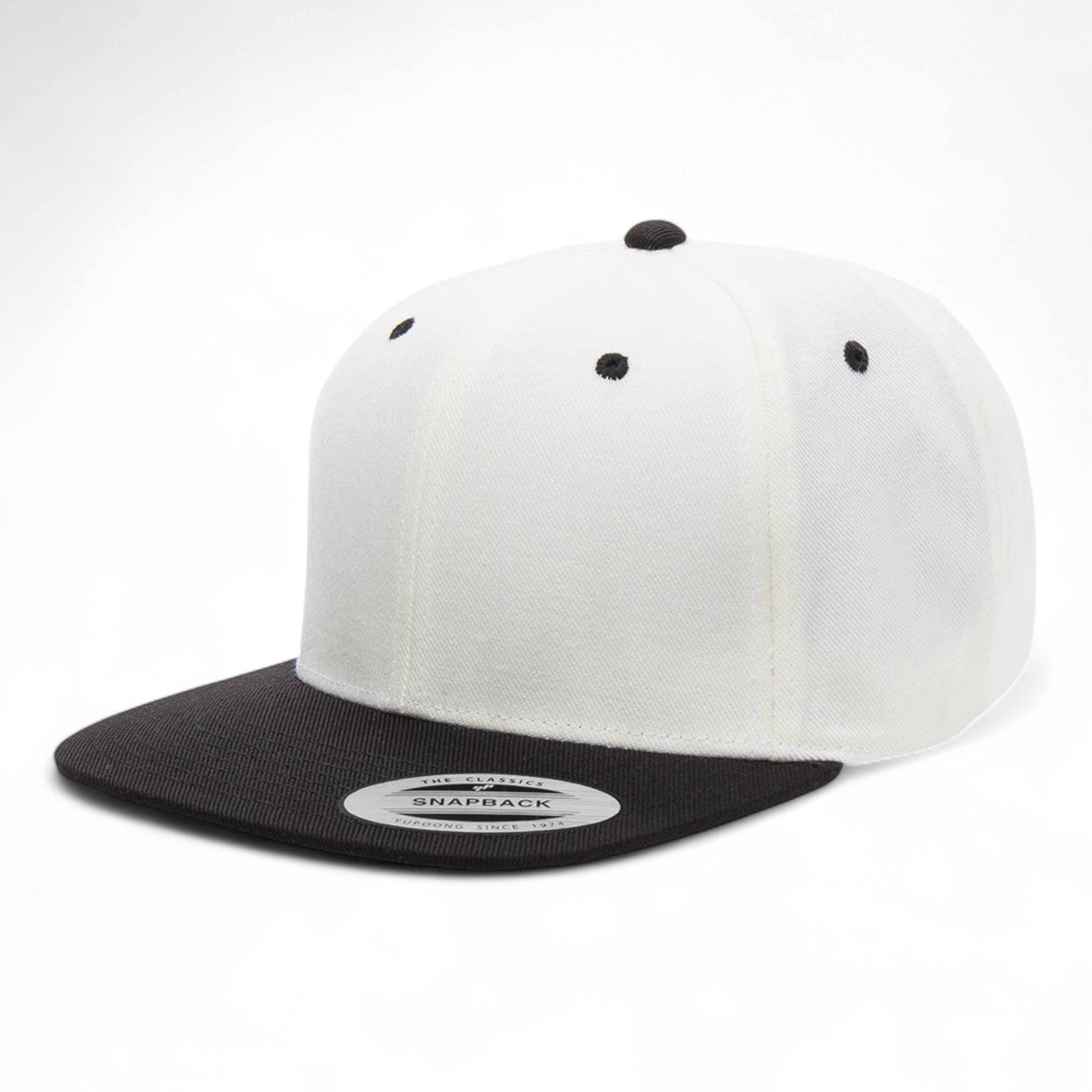 YP Classics/Yupoong 6089M Premium Flat Bill Snapback Cap - Natural/ Black