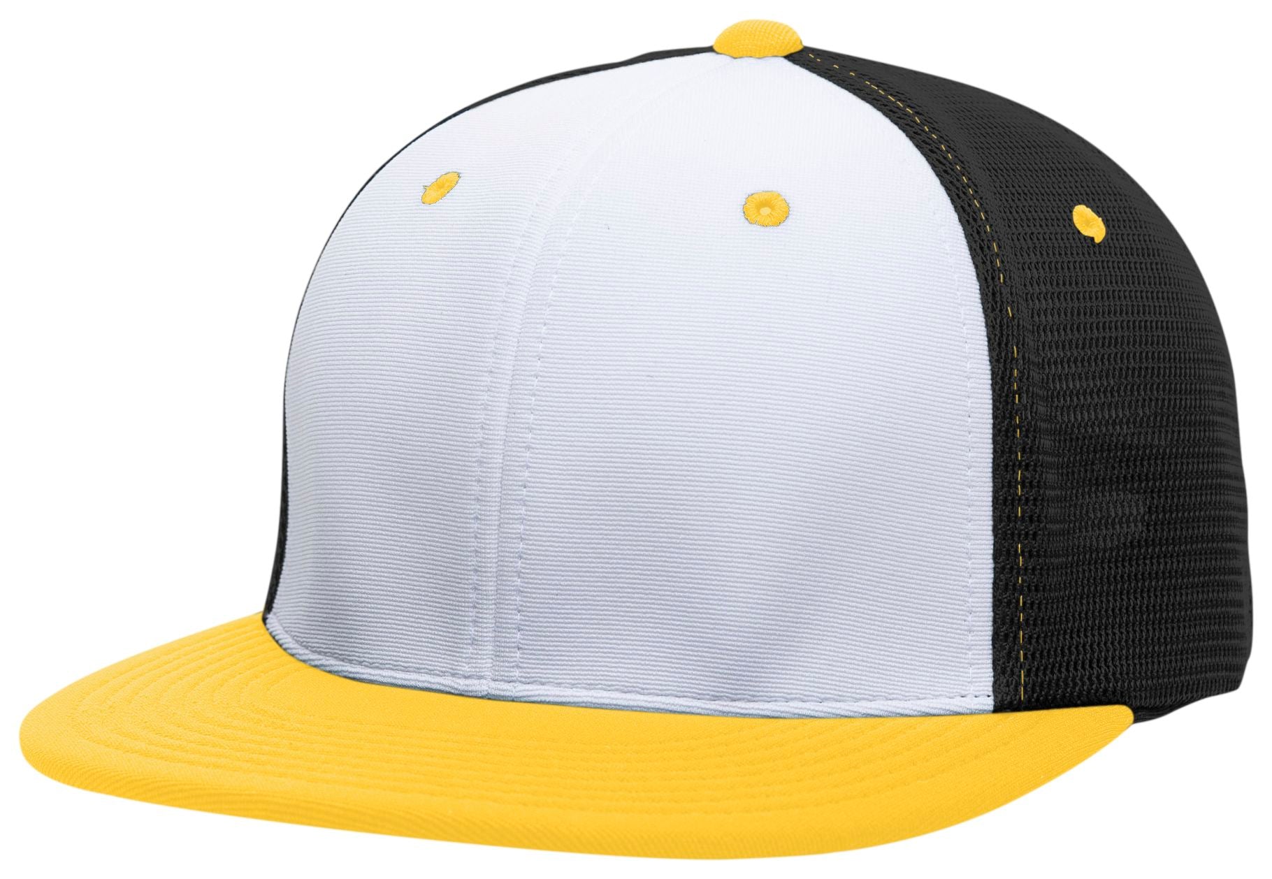 Premium M2 Performance Trucker Flexfit® Cap - XS - WHITE/BLACK/GOLD