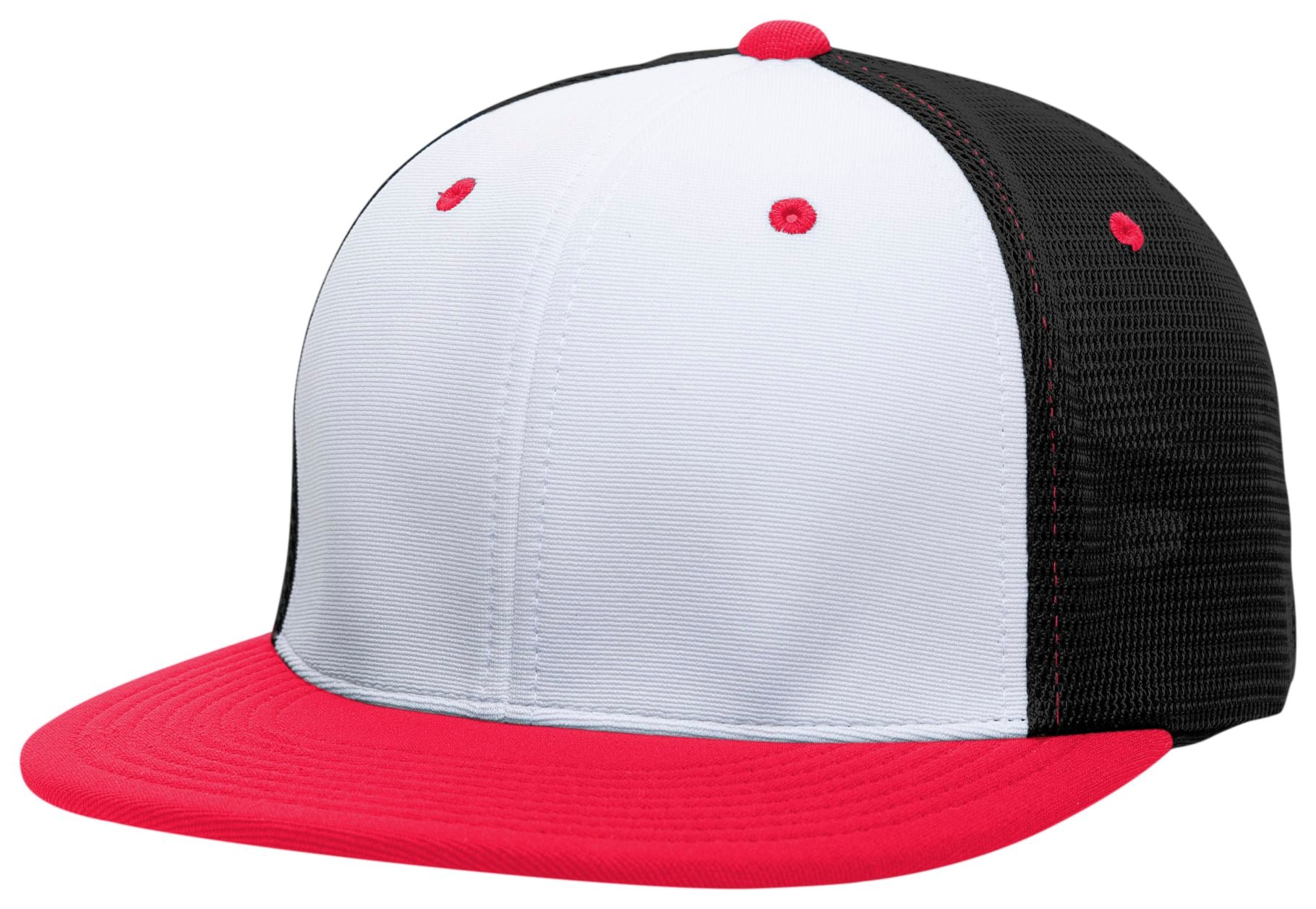 Premium M2 Performance Trucker Flexfit® Cap - XS - WHITE/BLACK/RED