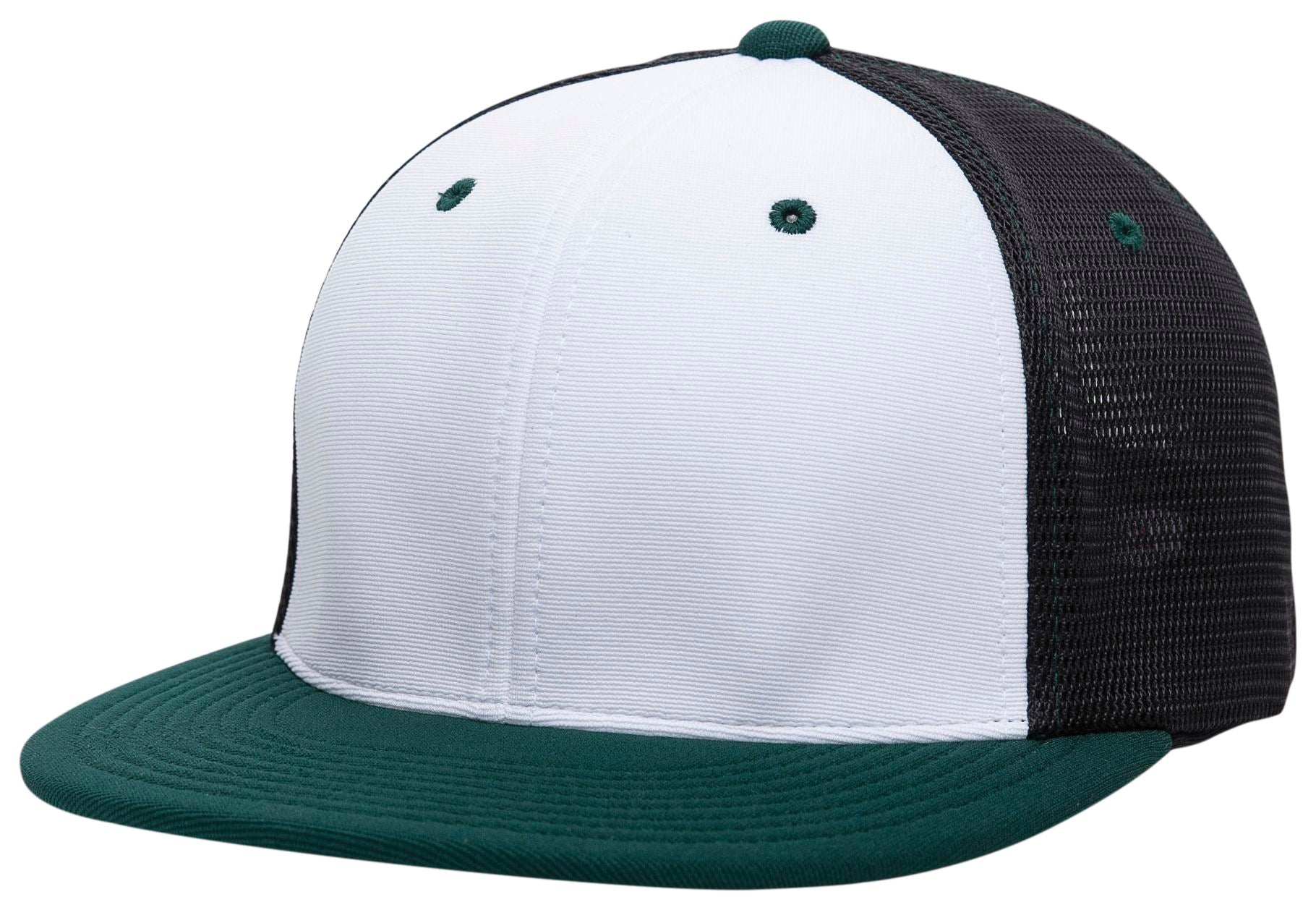Premium M2 Performance Trucker Flexfit® Cap - XS - WHITE/BLACK/DARK GREEN
