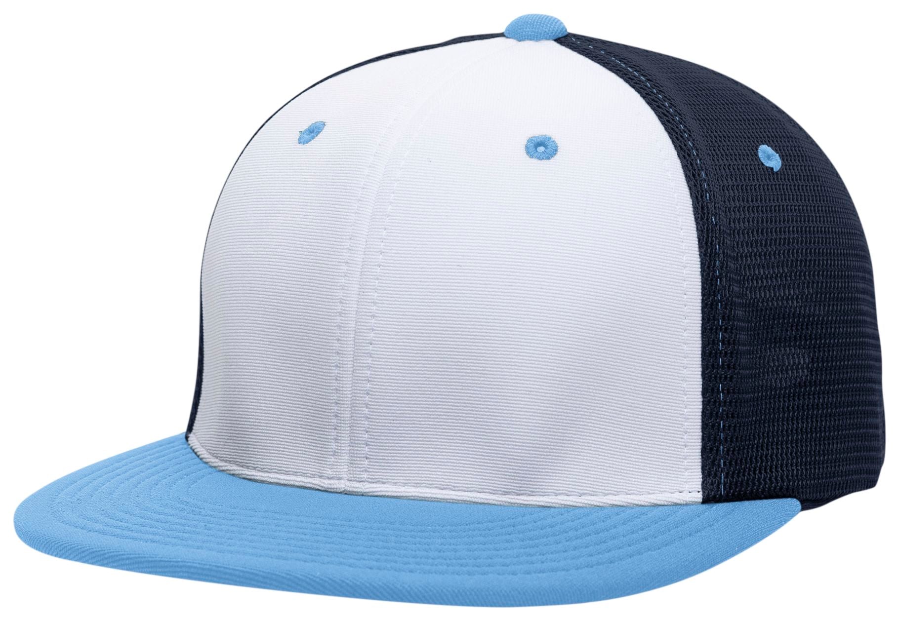 Premium M2 Performance Trucker Flexfit® Cap - XS - WHITE/NAVY/COLUMBIA BLUE