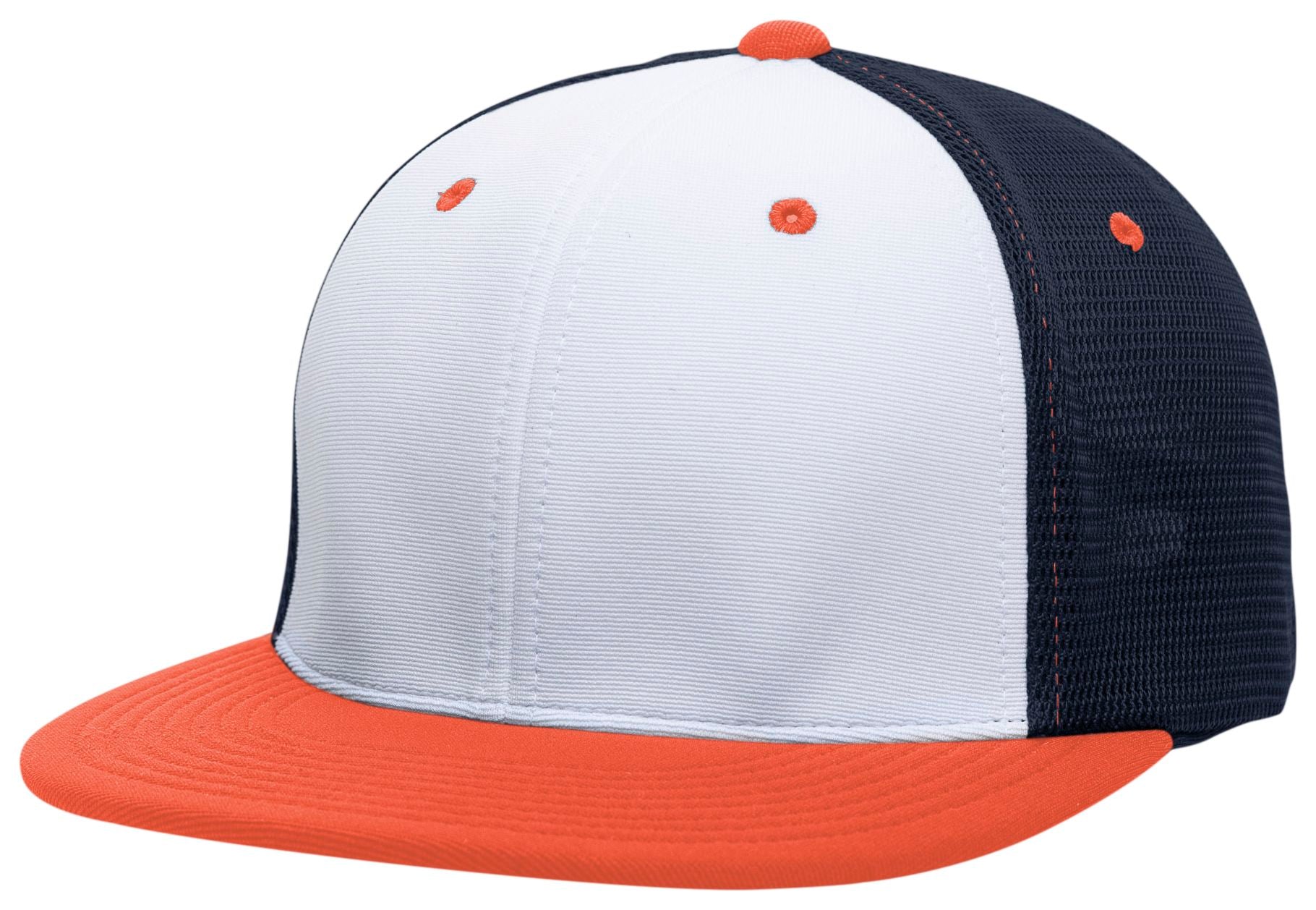 Premium M2 Performance Trucker Flexfit® Cap - XS - WHITE/NAVY/ORANGE
