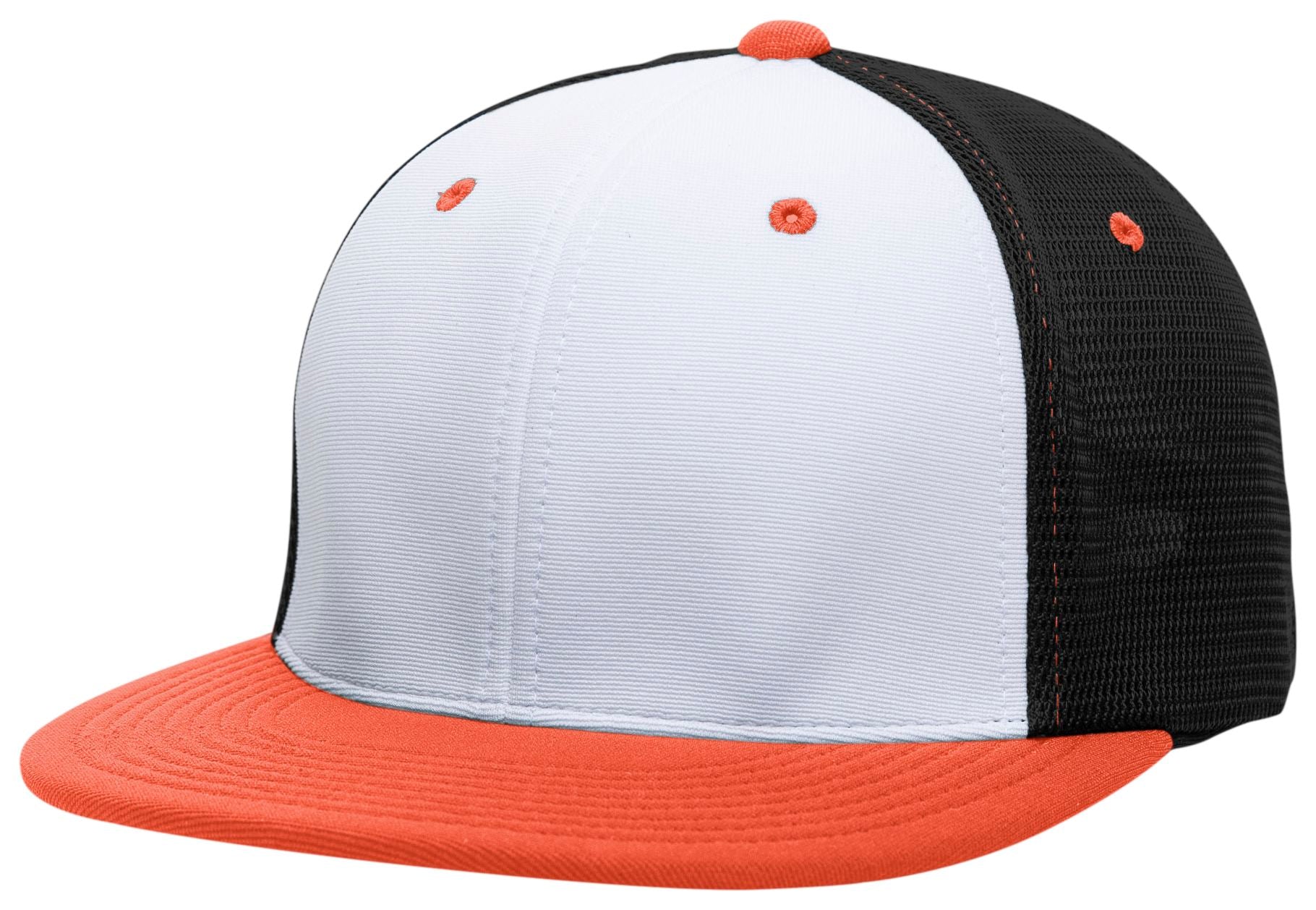 Premium M2 Performance Trucker Flexfit® Cap - XS - WHITE/BLACK/ORANGE