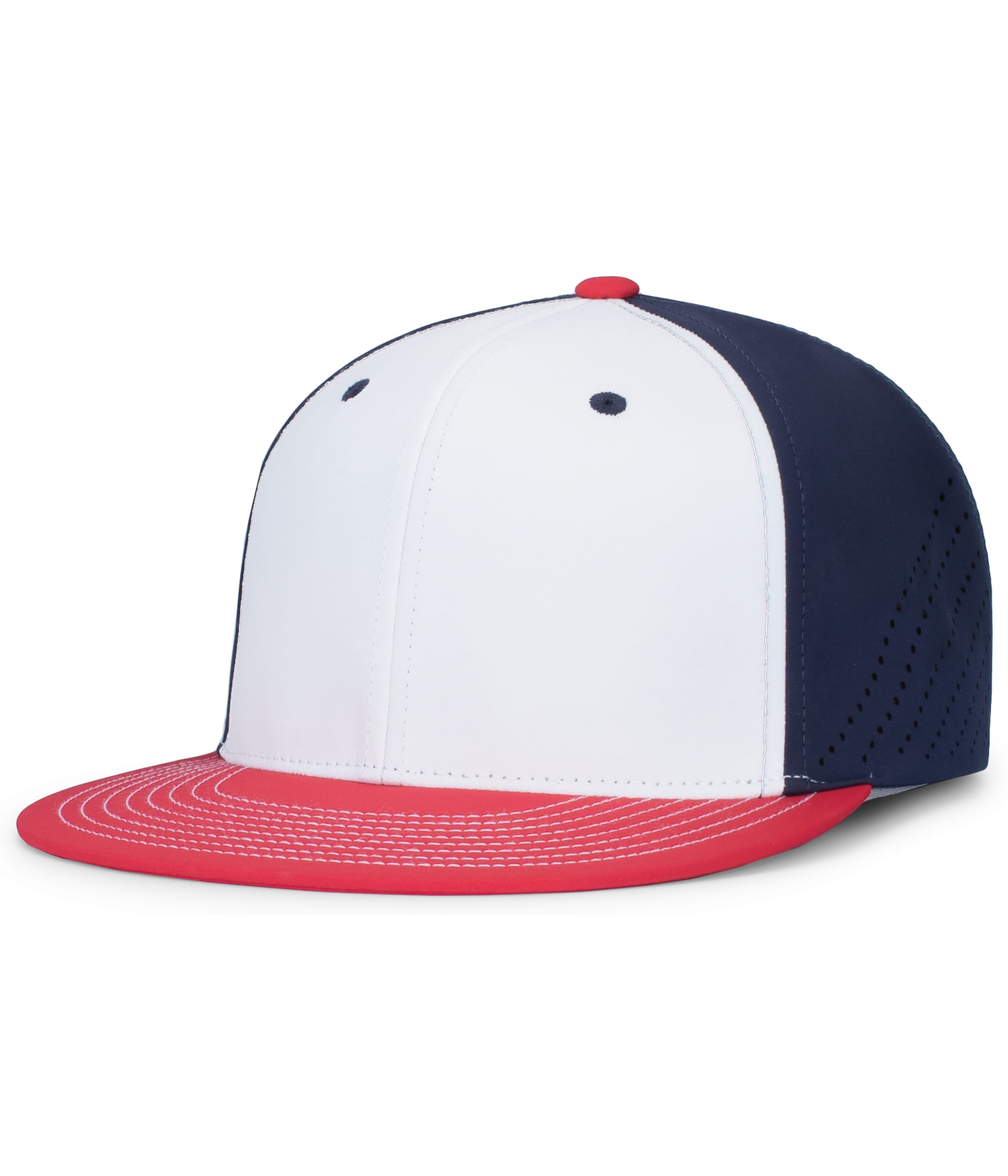 Premium Lightweight Perforated PacFlex Cap Powered by Coolcore® - XS - WHITE/NAVY/RED