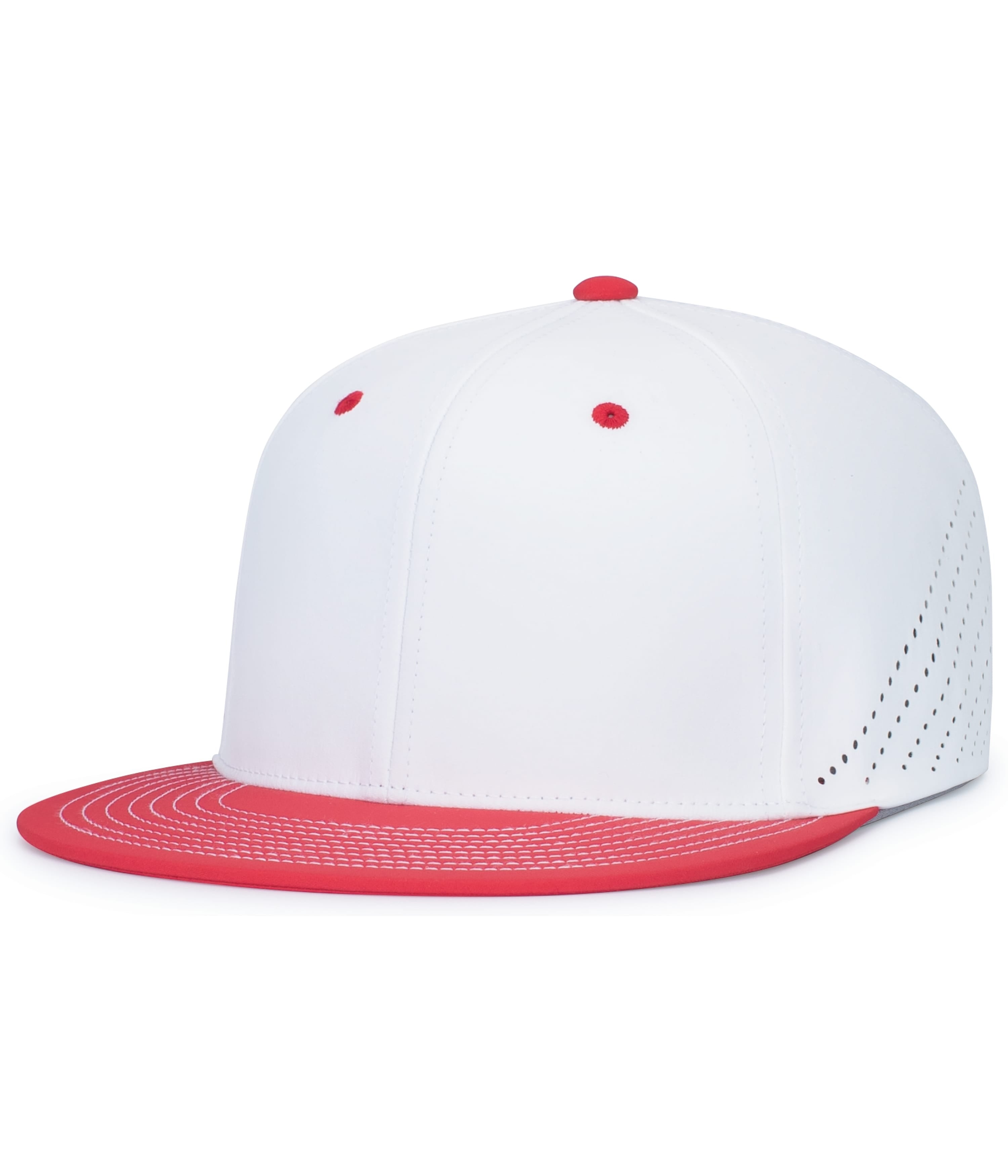 Premium Lightweight Perforated PacFlex Cap Powered by Coolcore® - XS - WHITE/RED