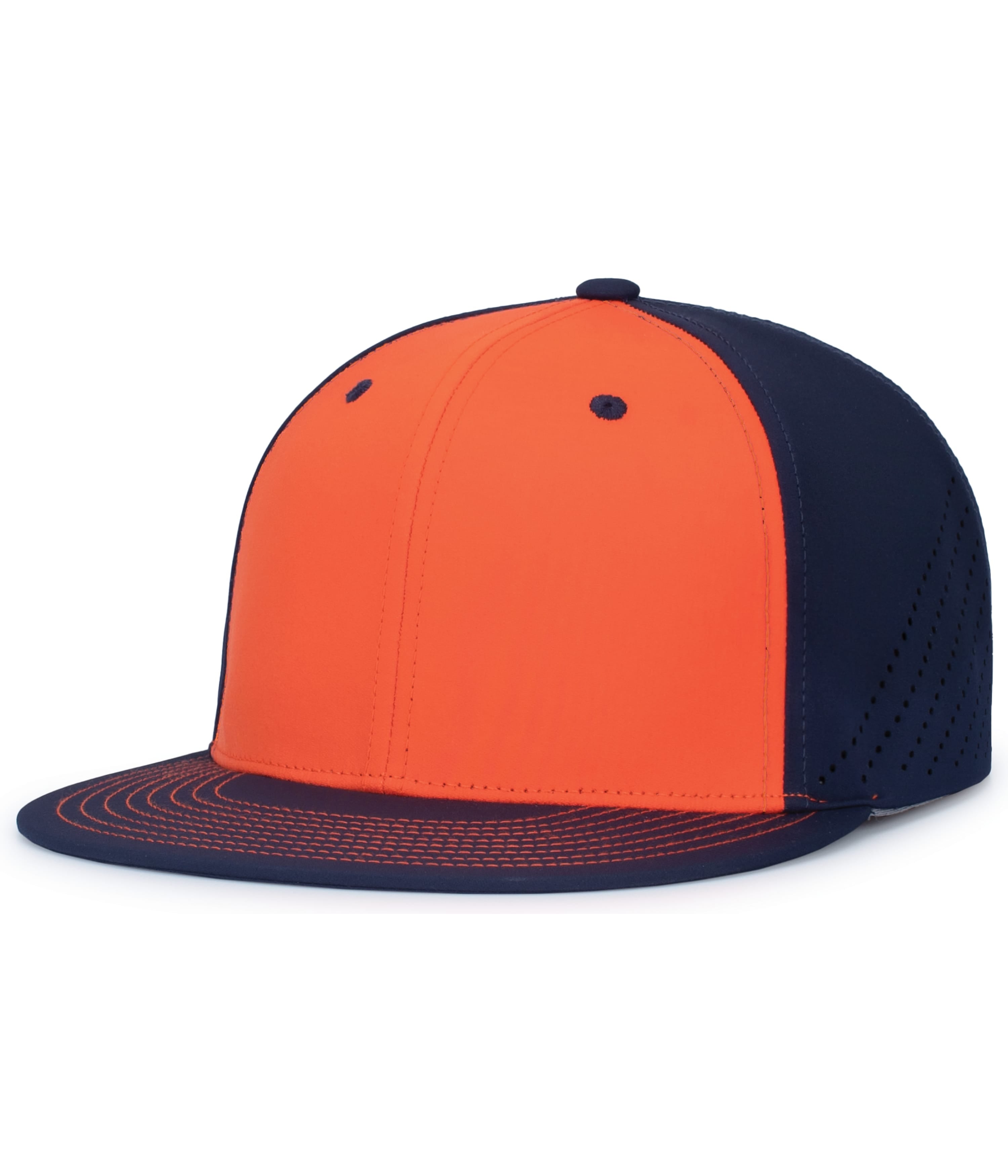 Premium Lightweight Perforated PacFlex Cap Powered by Coolcore® - XS - ORANGE/NAVY/NAVY