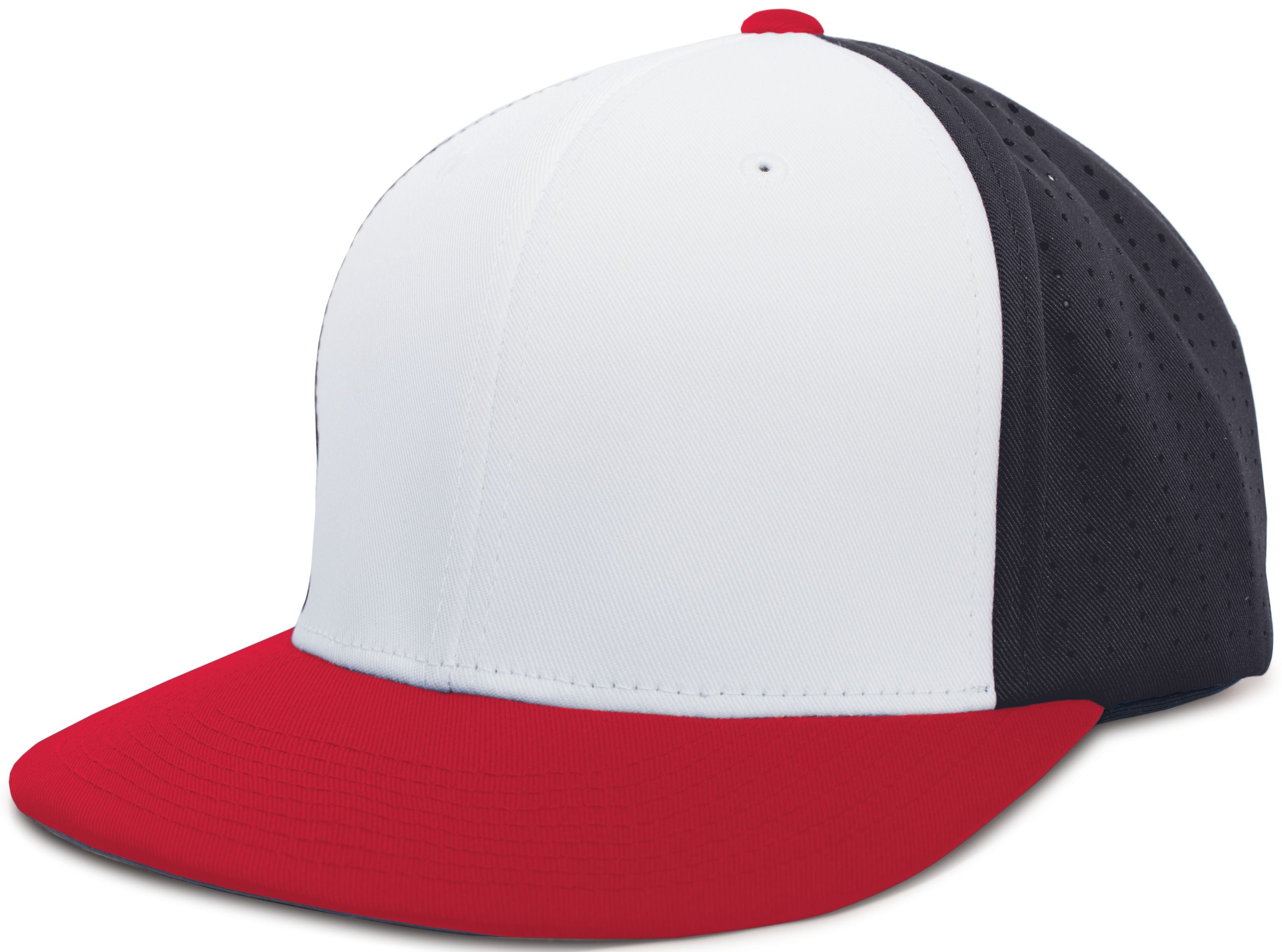 Perforated F3 Performance Flexfit® Cap - XS - WHITE/NAVY/RED