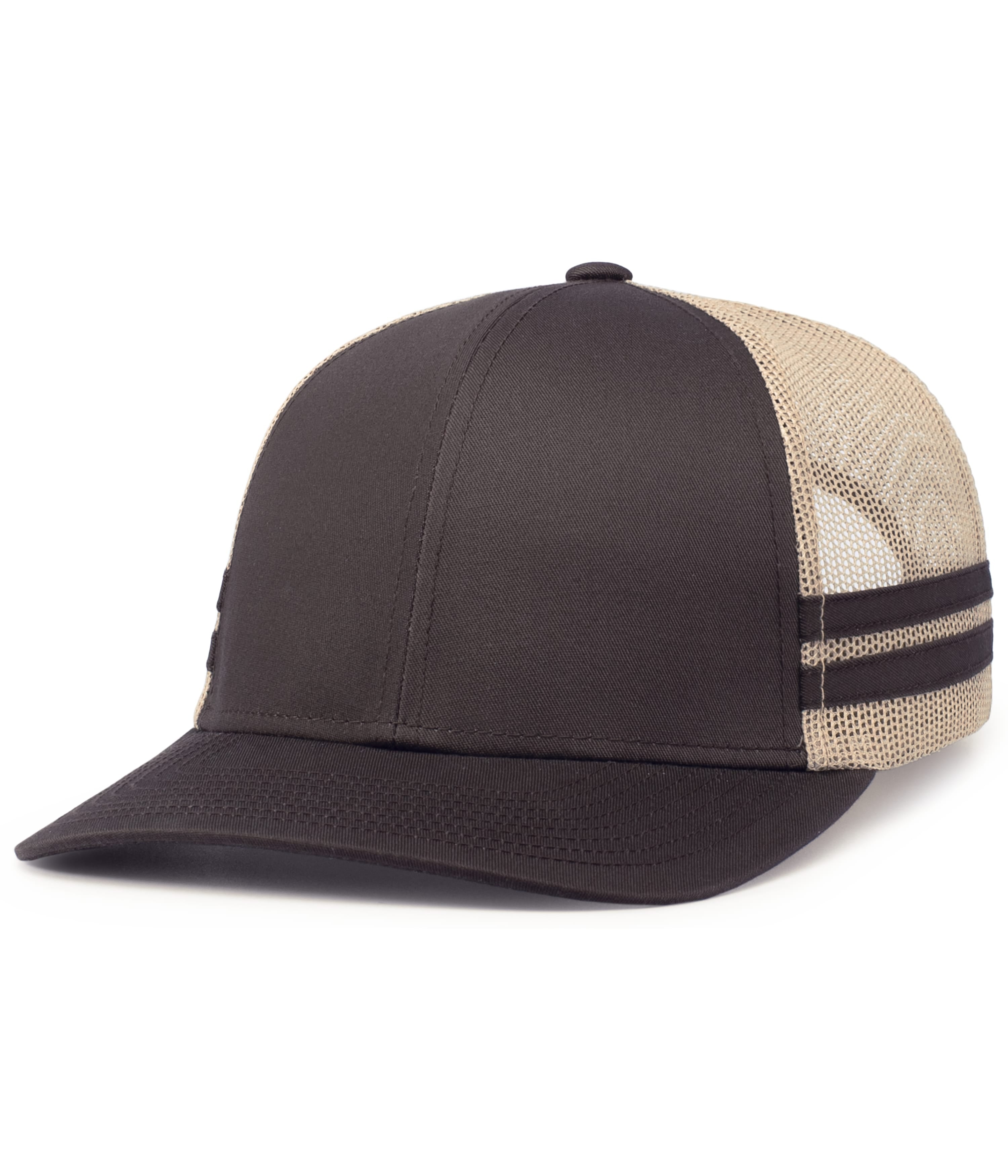 Low-Profile Stripe Trucker Cap - OS - BROWN/KHAKI/BROWN
