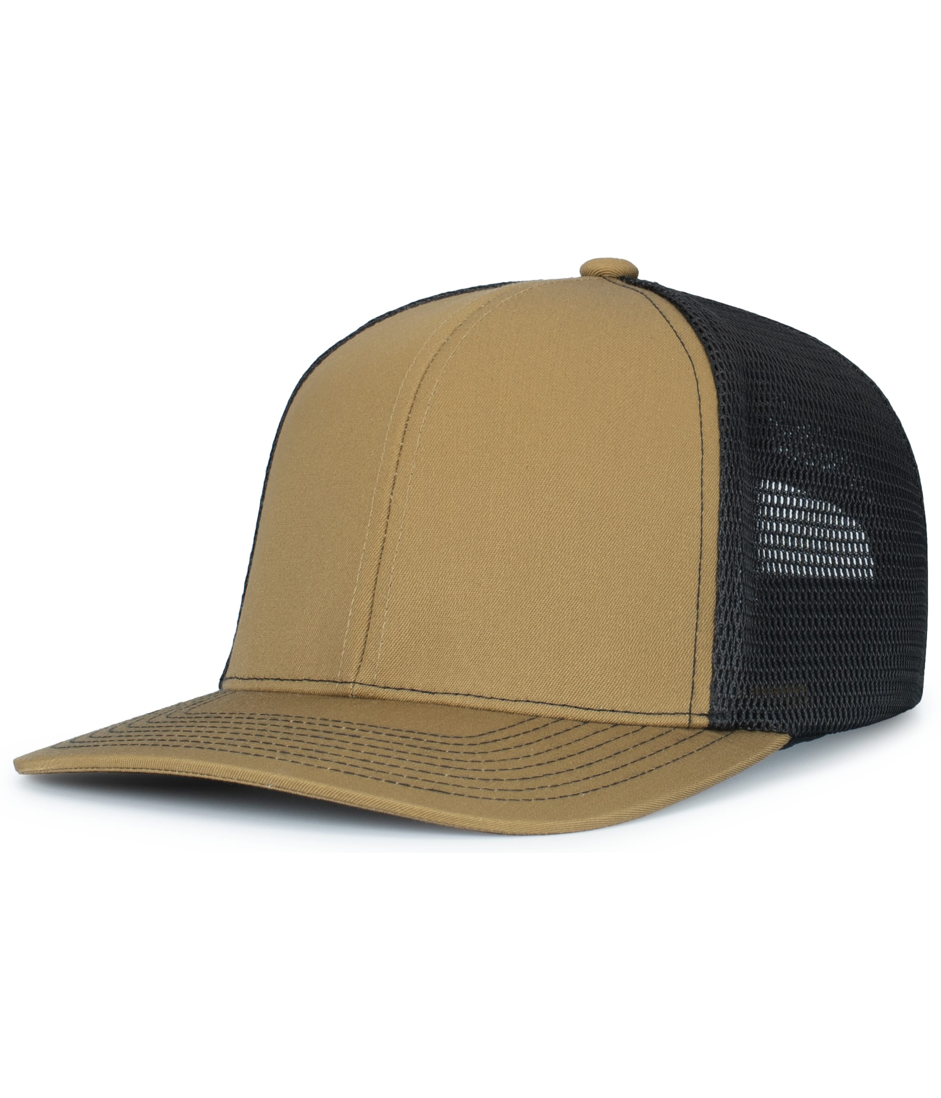 Contrast Stitch Trucker PacFlex Snapback Cap - OS - BUCK/LT CHARCOAL/BUCK