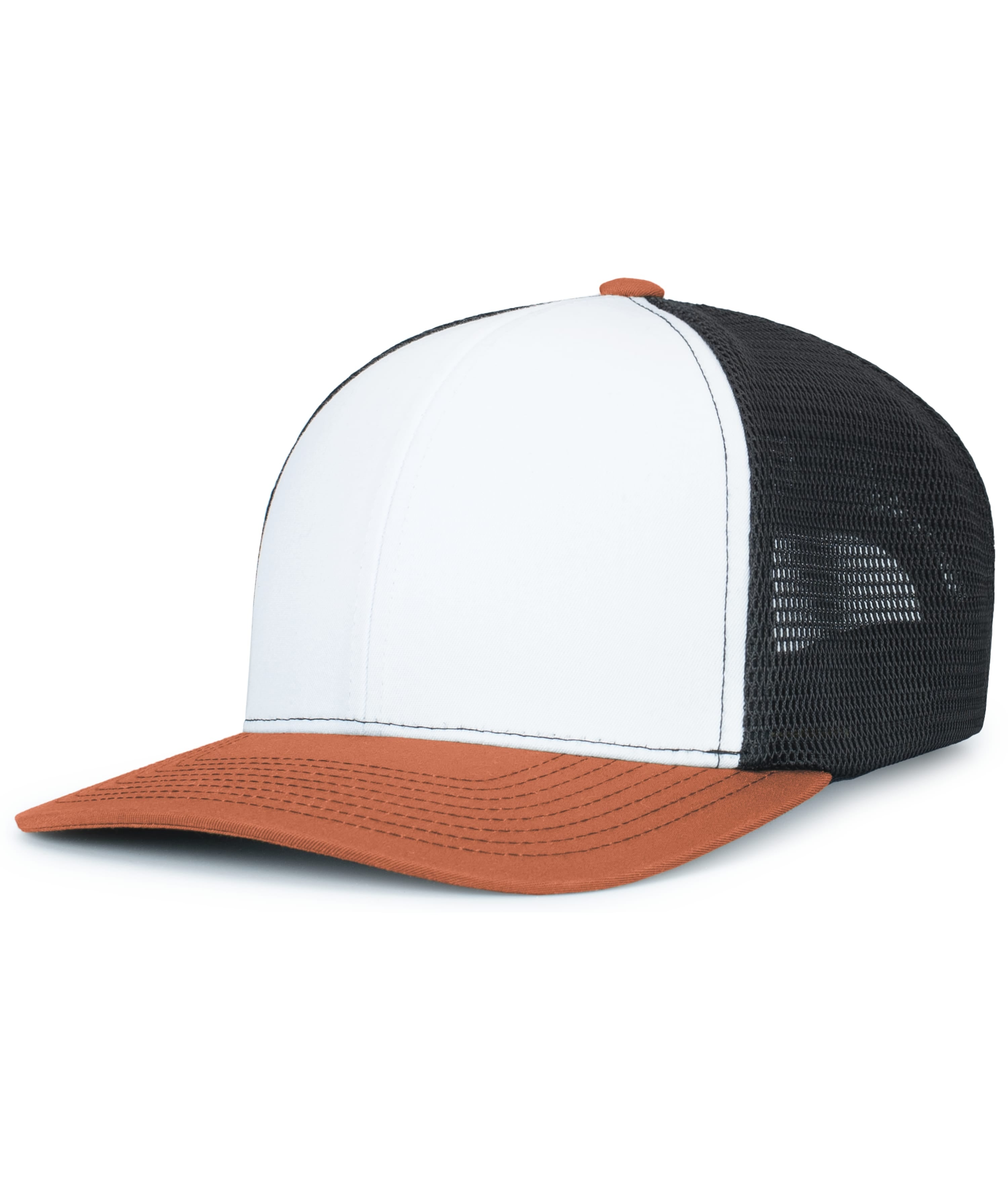 Contrast Stitch Trucker PacFlex Snapback Cap - OS - WHITE/LIGHT CHARCOAL/RUST