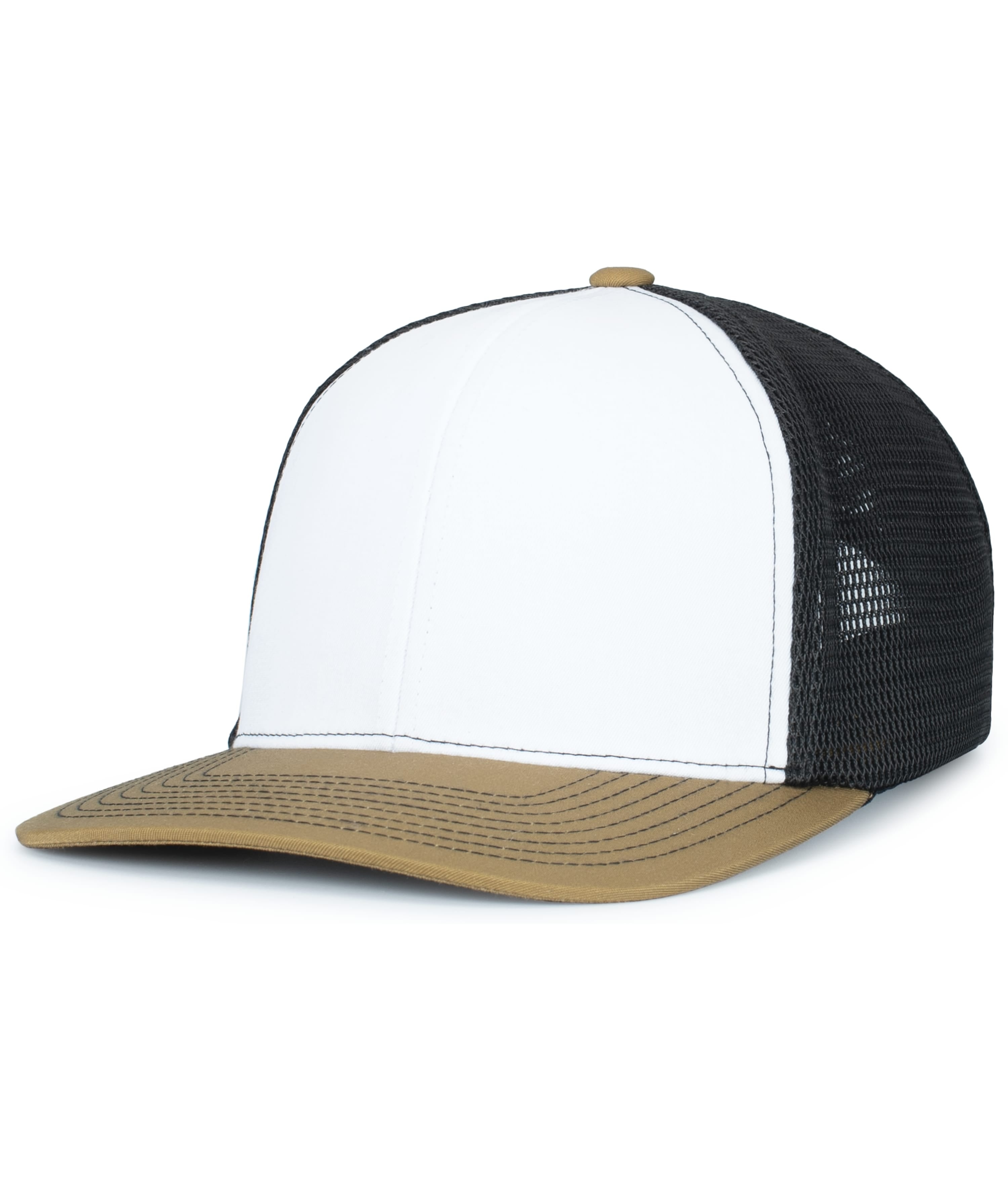 Contrast Stitch Trucker PacFlex Snapback Cap - OS - WHITE/LIGHT CHARCOAL/BUCK
