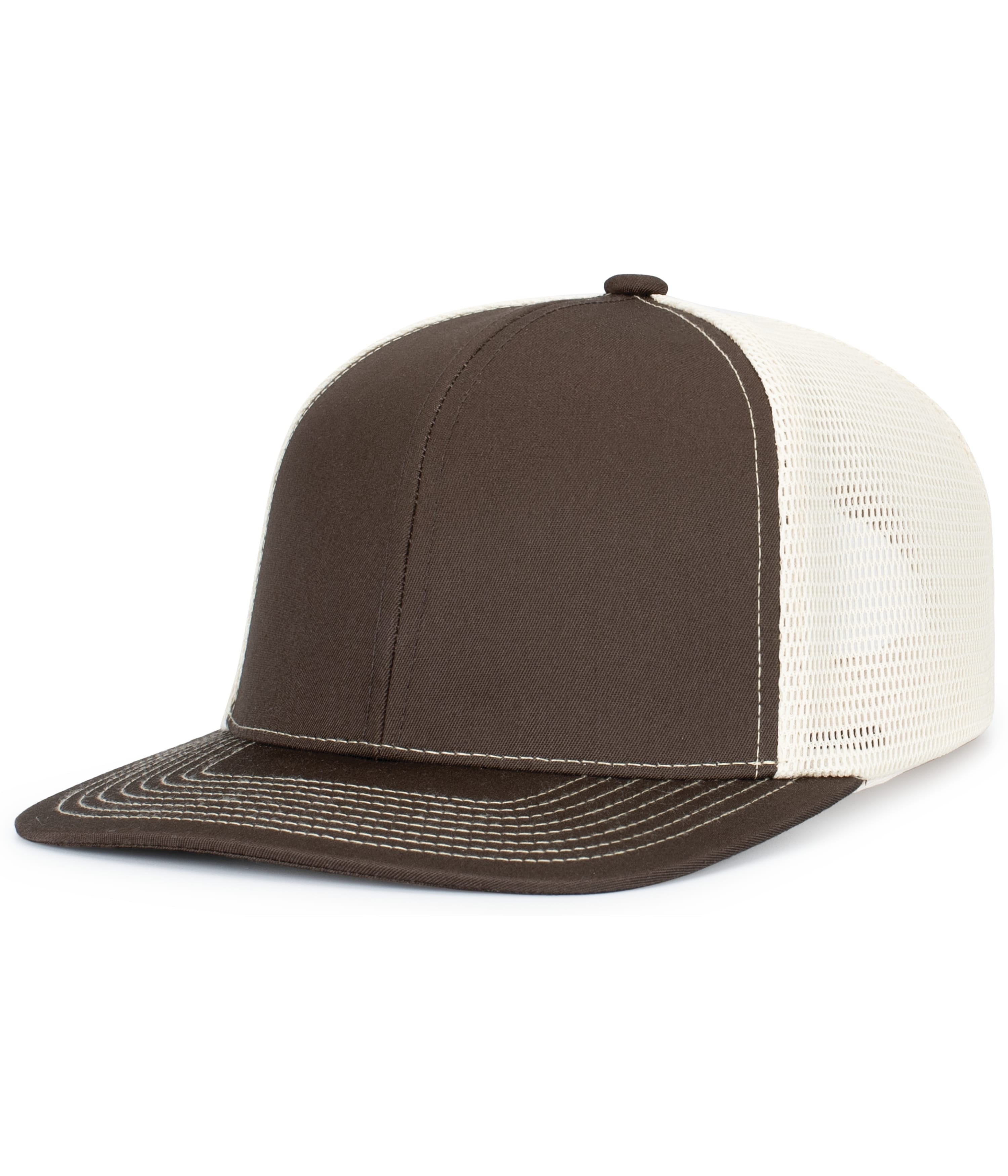Contrast Stitch Trucker PacFlex Snapback Cap - OS - GREY BROWN/BEIGE/GREY BROWN