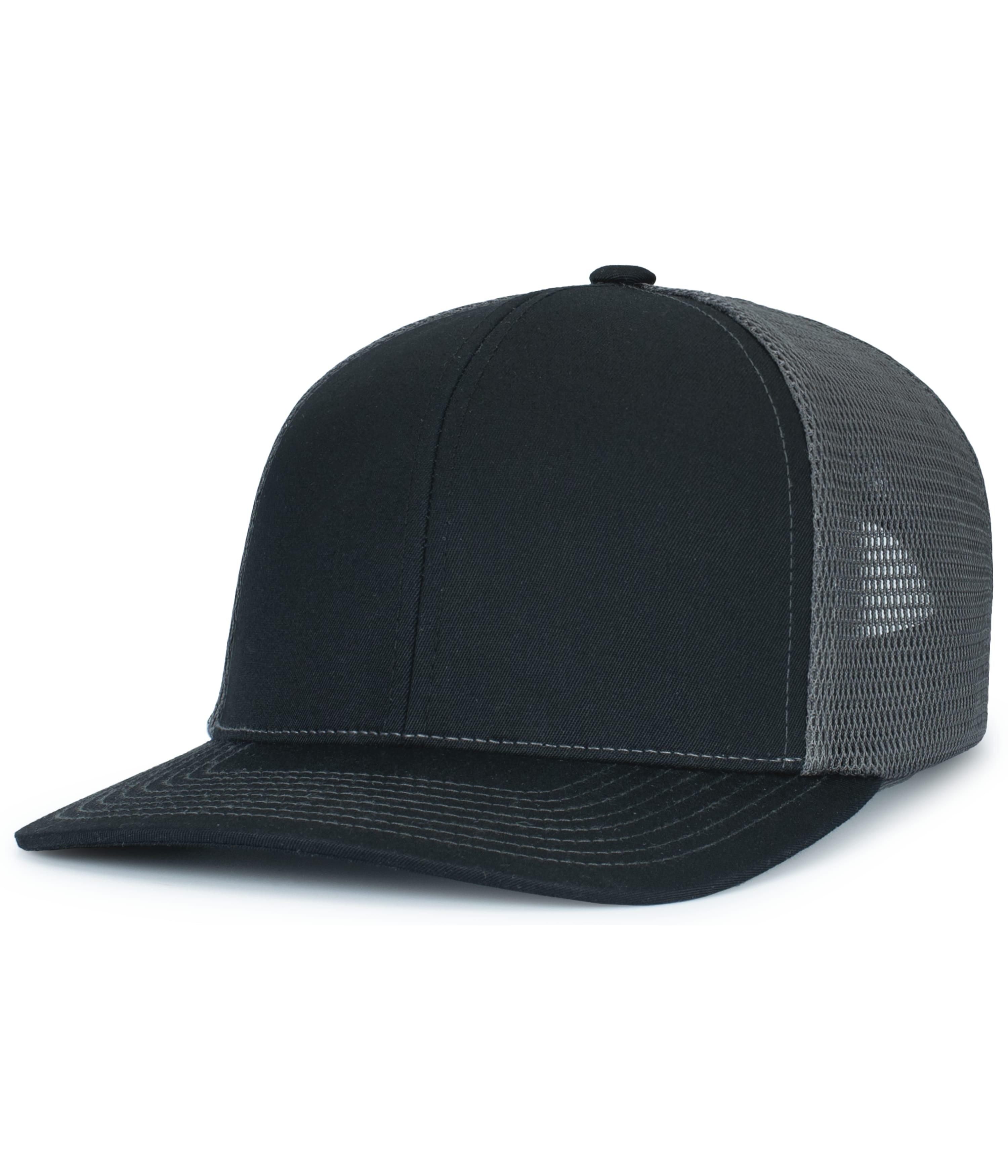 Contrast Stitch Trucker PacFlex Snapback Cap - OS - BLACK/GRAPHITE/BLACK
