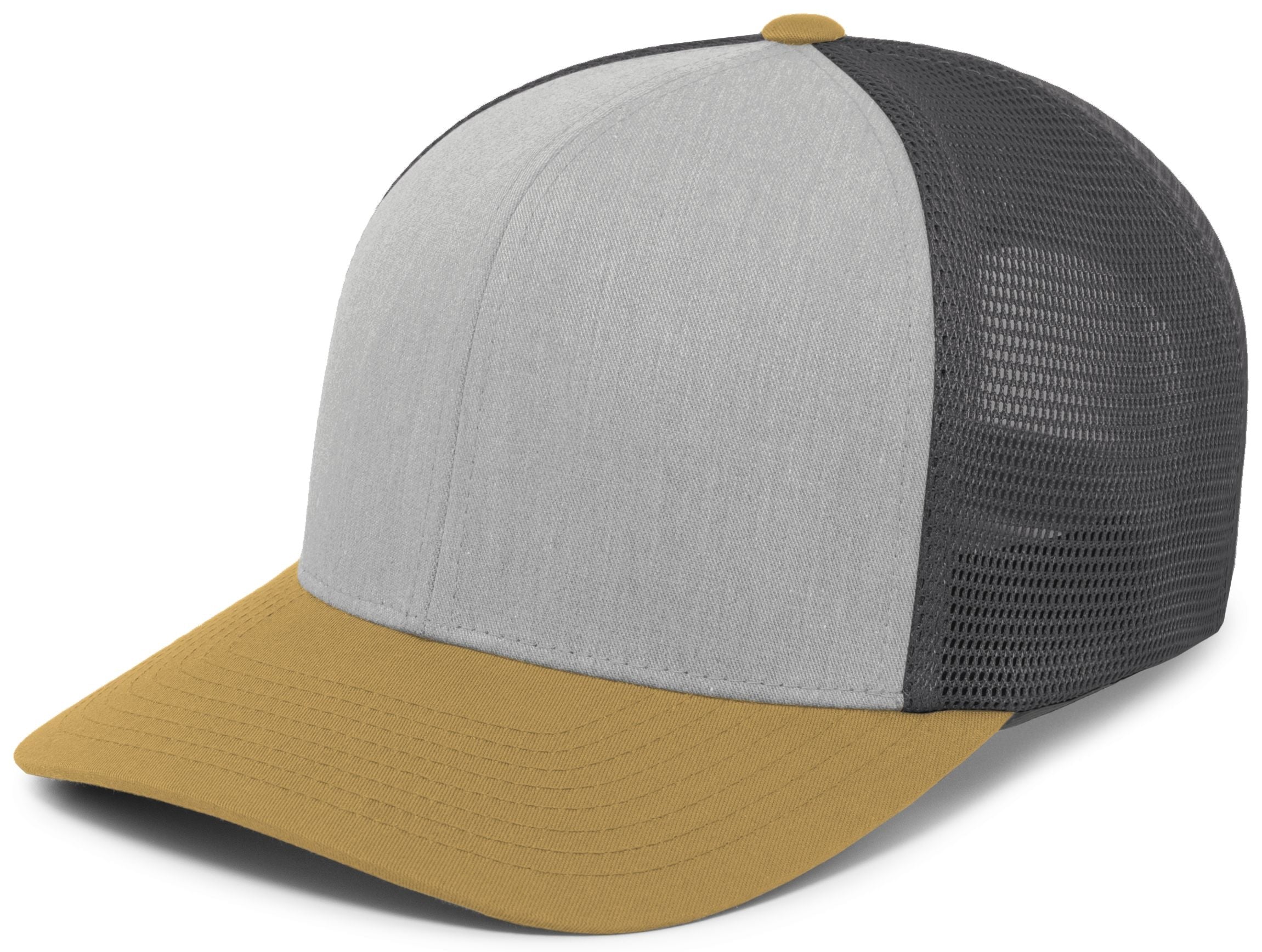 Trucker PacFlex Snapback Cap - OS - HEATHER GREY/LT CHARCOAL/AMBER GOLD
