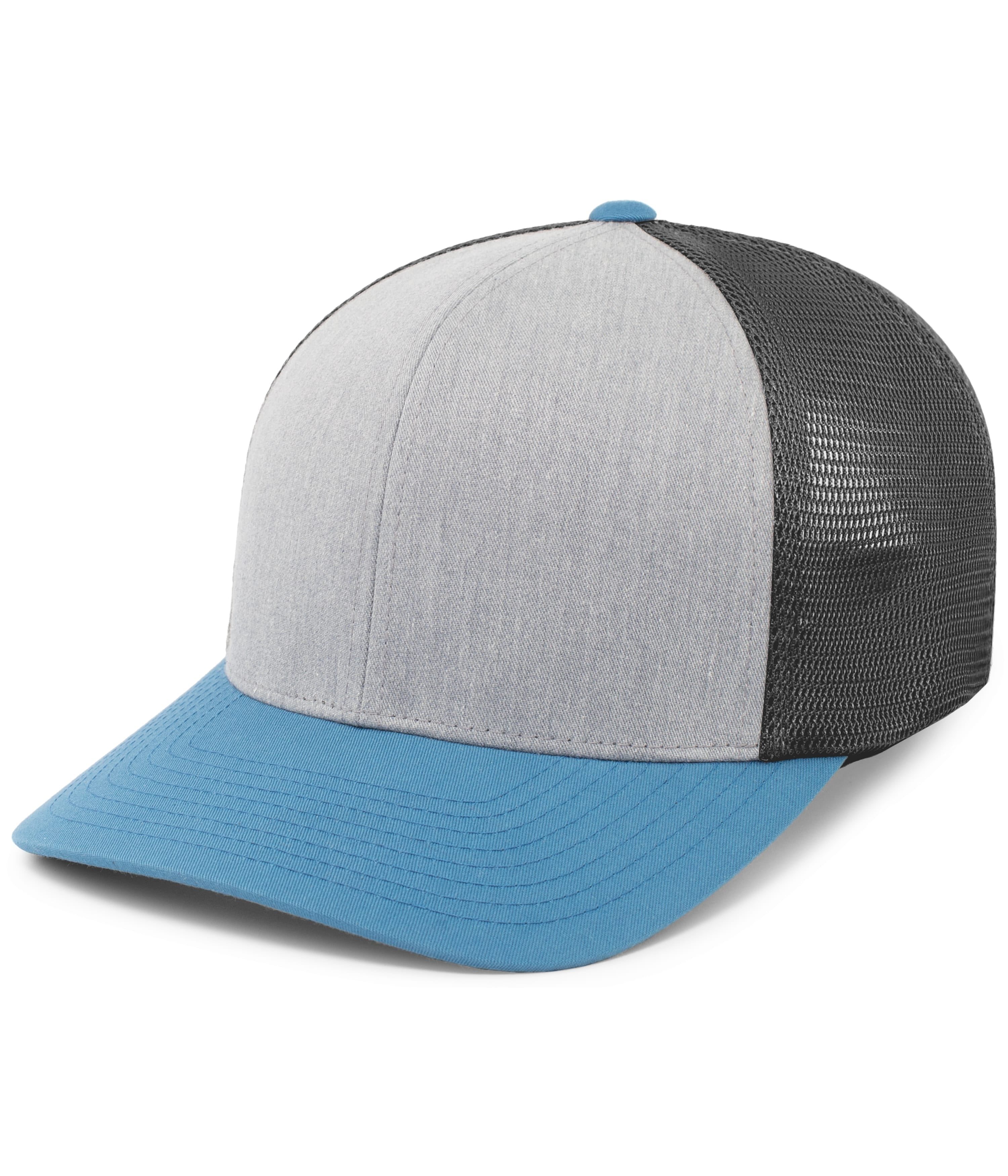 Trucker PacFlex Snapback Cap - OS - HEATHER GREY/LT CHARCOAL/OCEAN BLUE