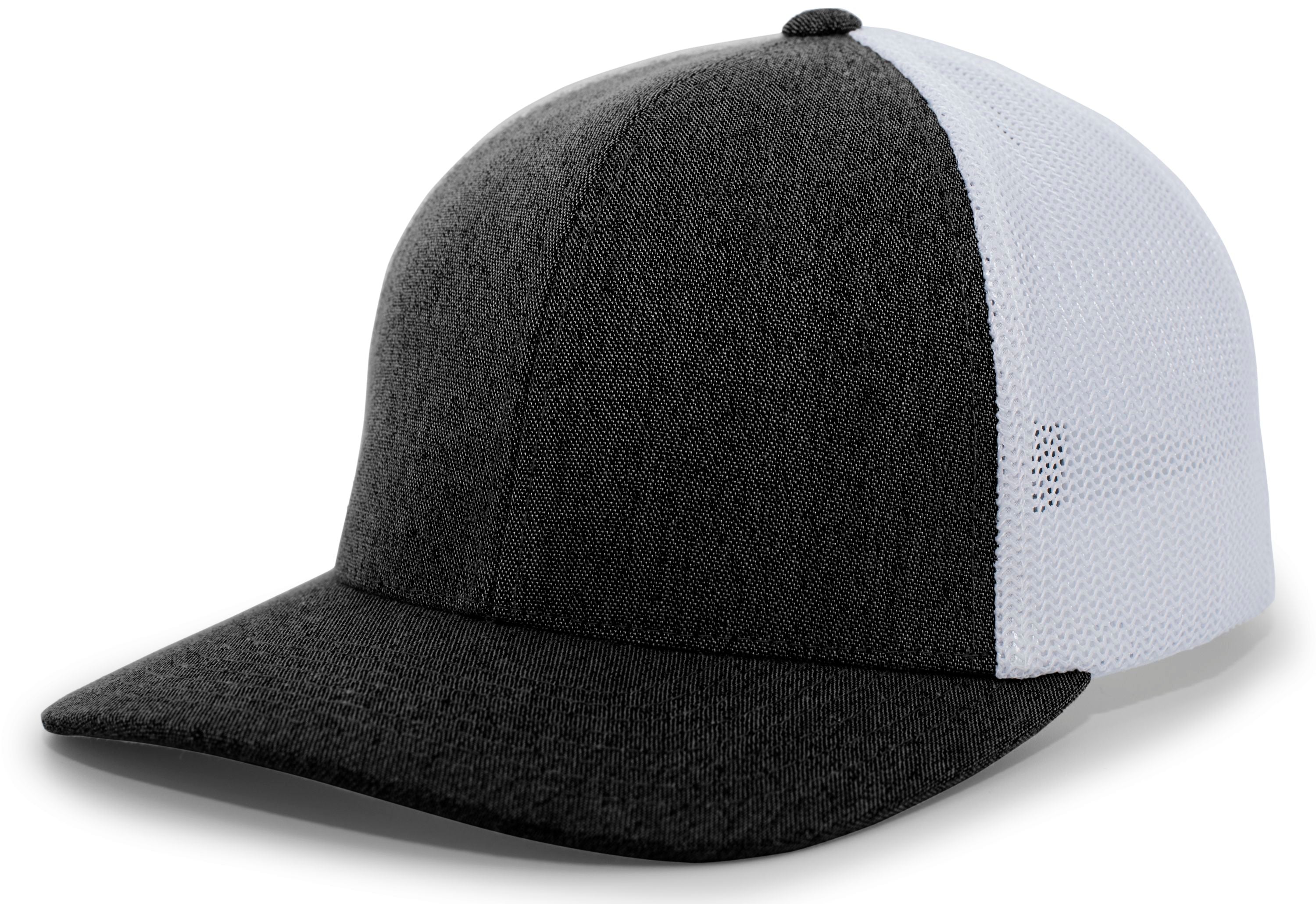 Heather Trucker PacFlex Cap - XS - BLACK HEATHER/WHITE