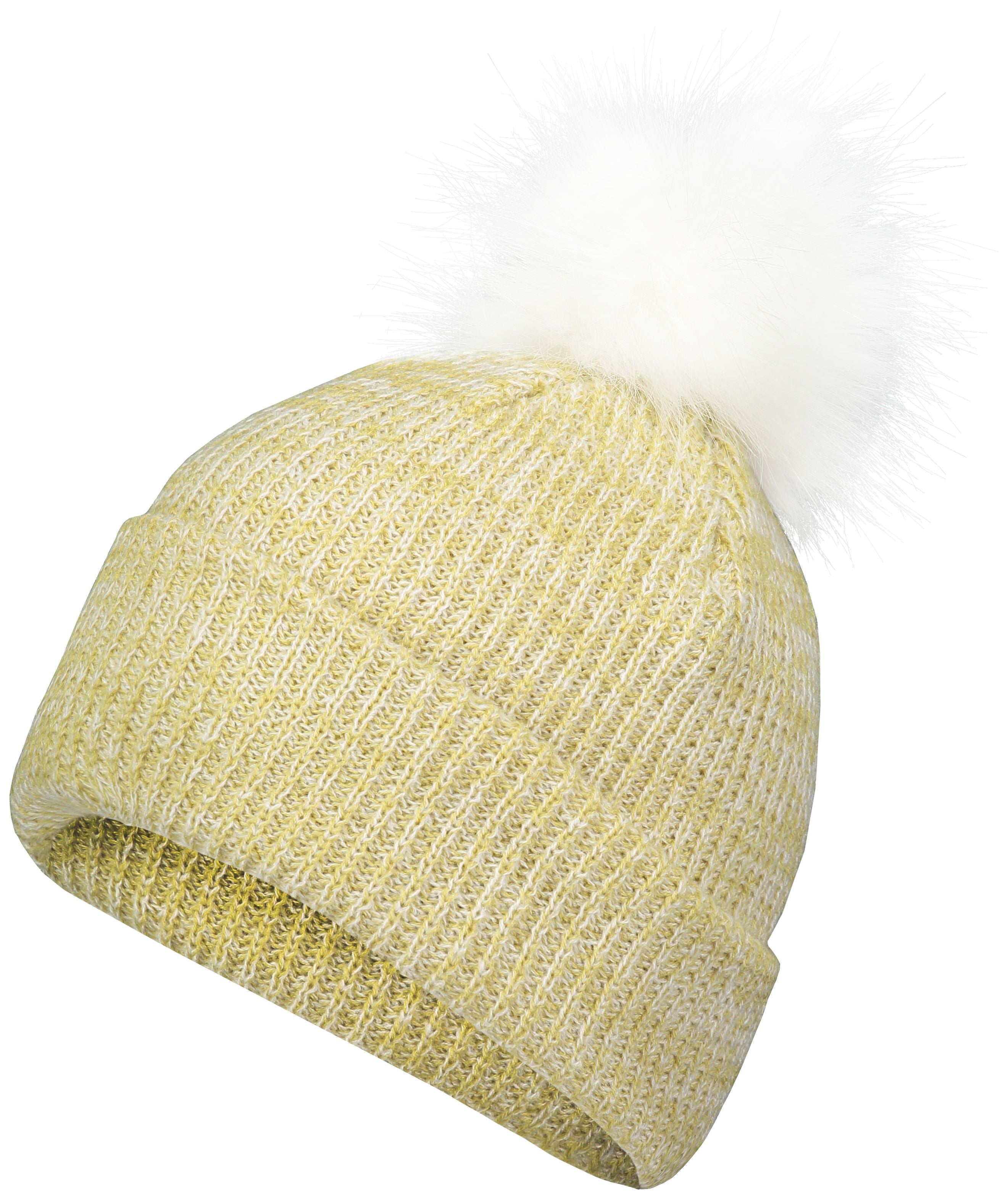 Faux Fur Pom Beanie - OS - VEGAS GOLD/WHITE