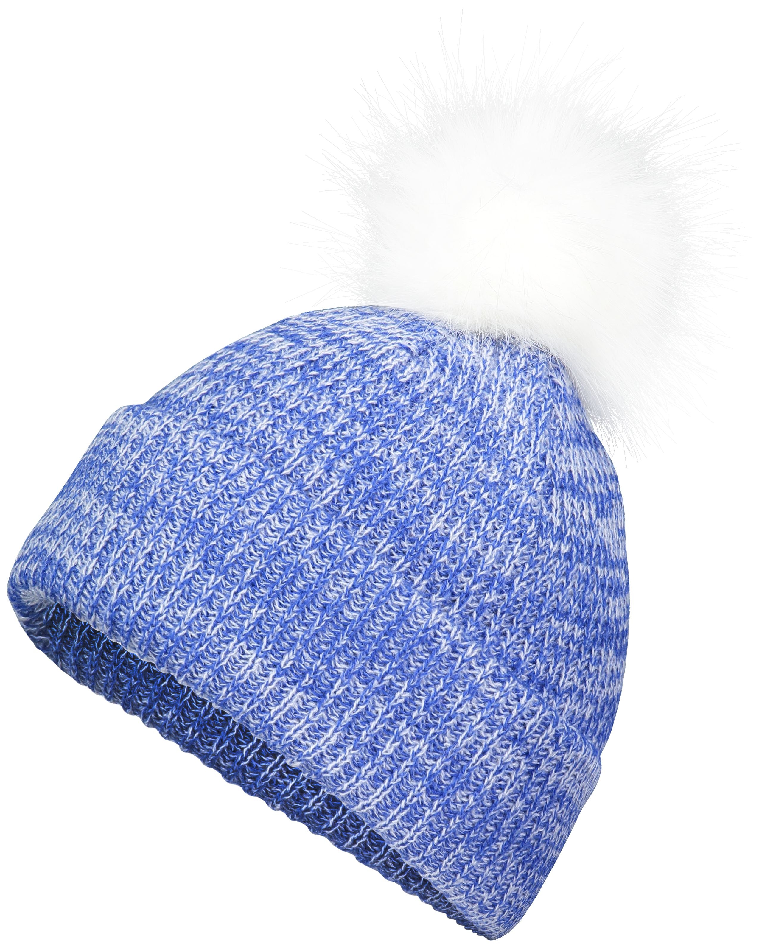 Faux Fur Pom Beanie - OS - ROYAL/WHITE