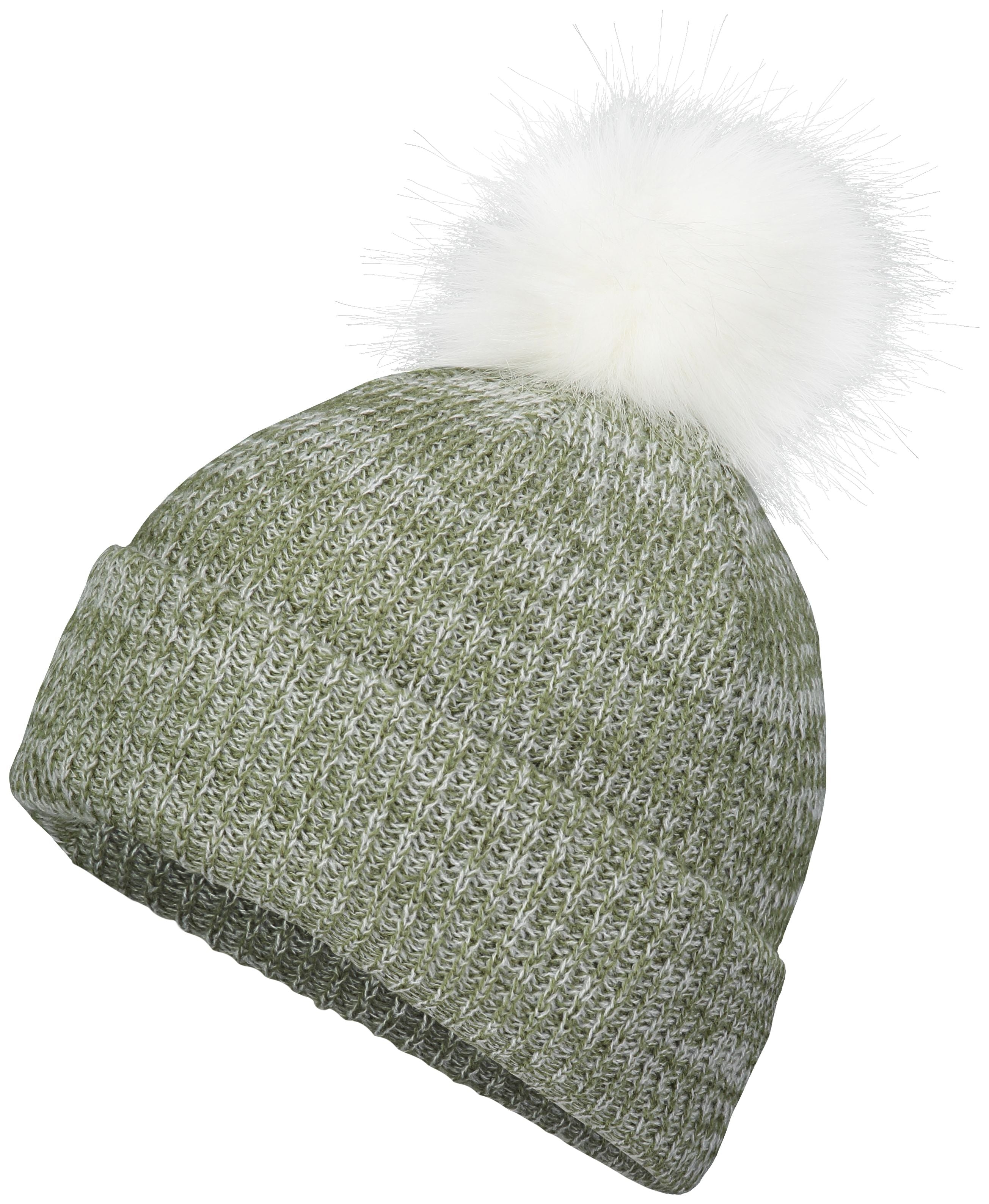 Faux Fur Pom Beanie - OS - LODEN/WHITE