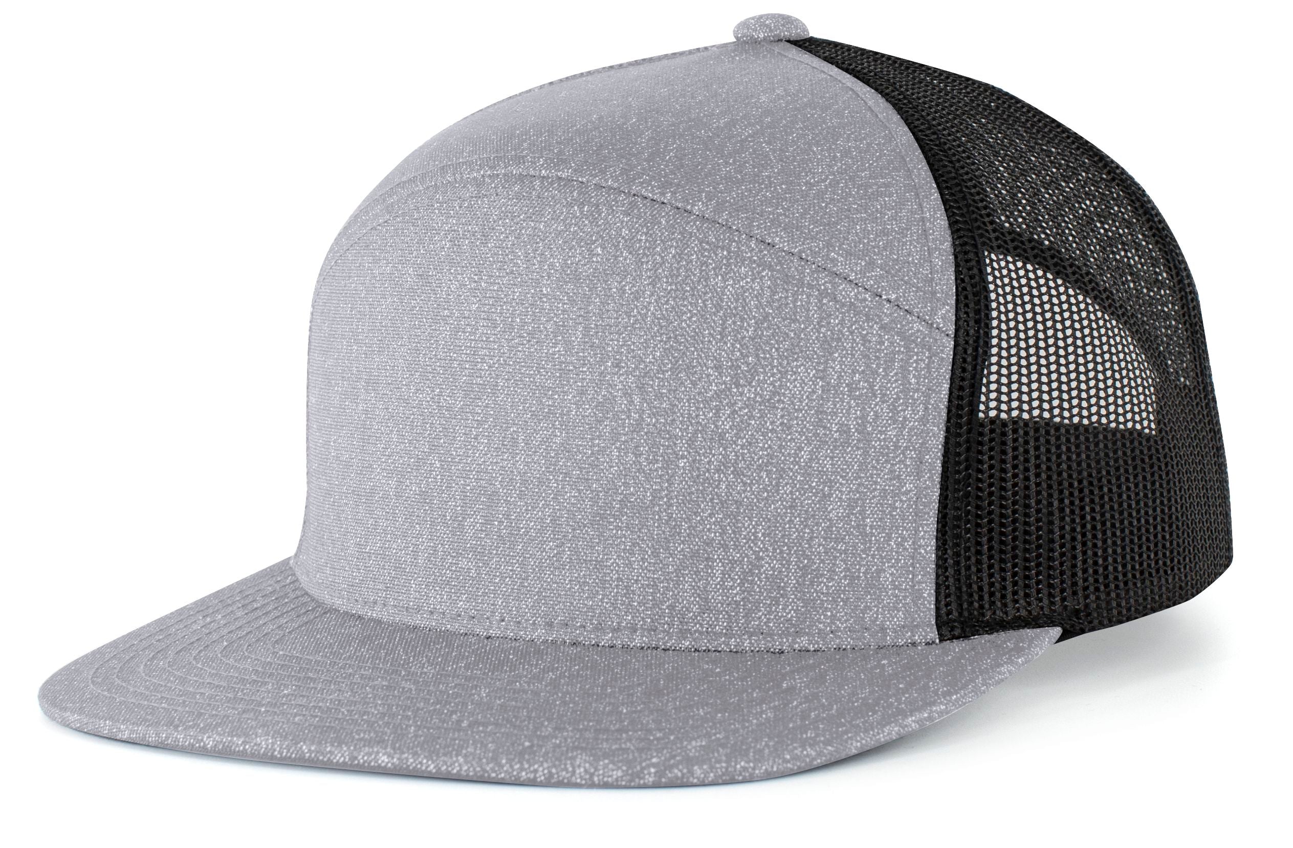 Heather 6-Panel Arch Trucker Snapback Cap - OS - GREY HEATHER/BLACK