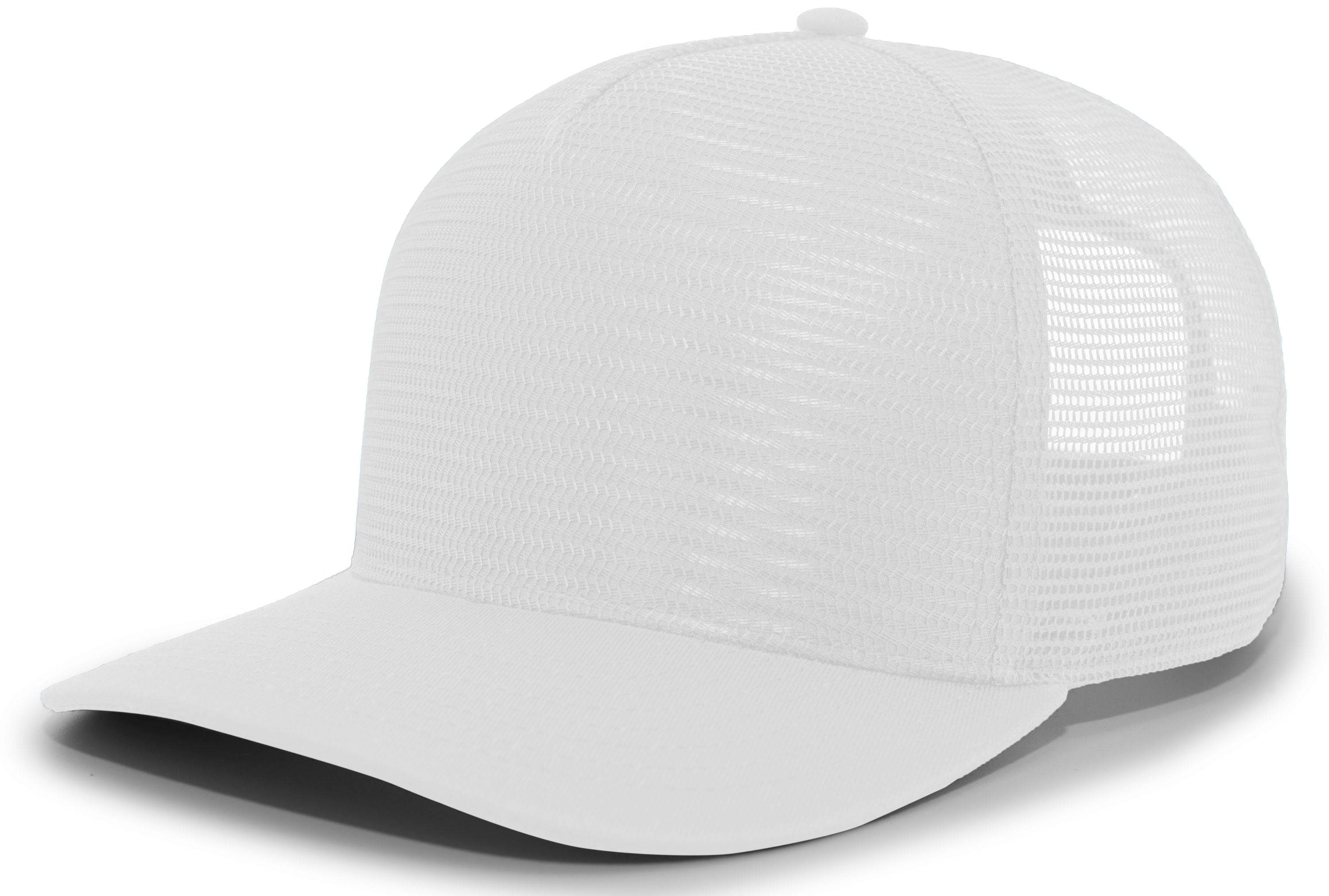 5-Panel Mesh Overlay Trucker Snapback - OS - WHITE