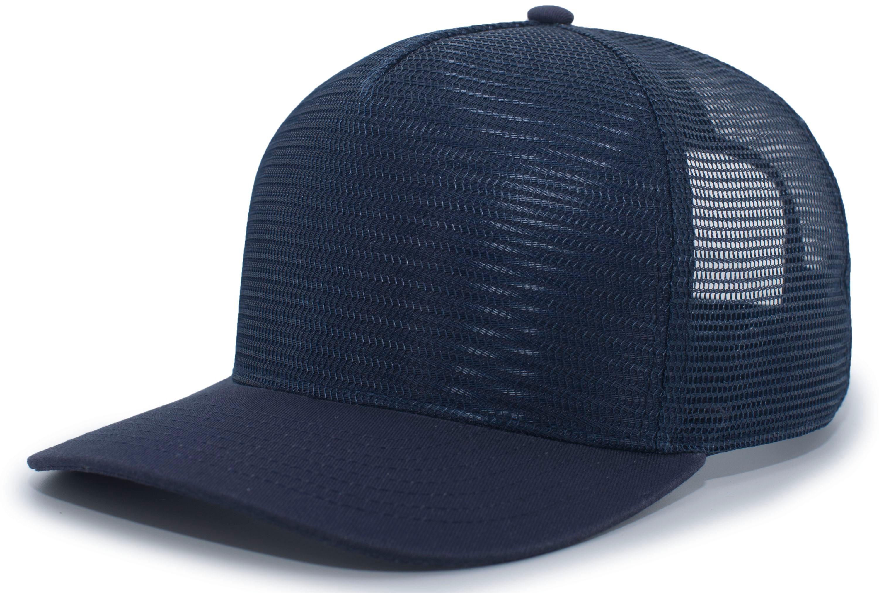 5-Panel Mesh Overlay Trucker Snapback - OS - NAVY