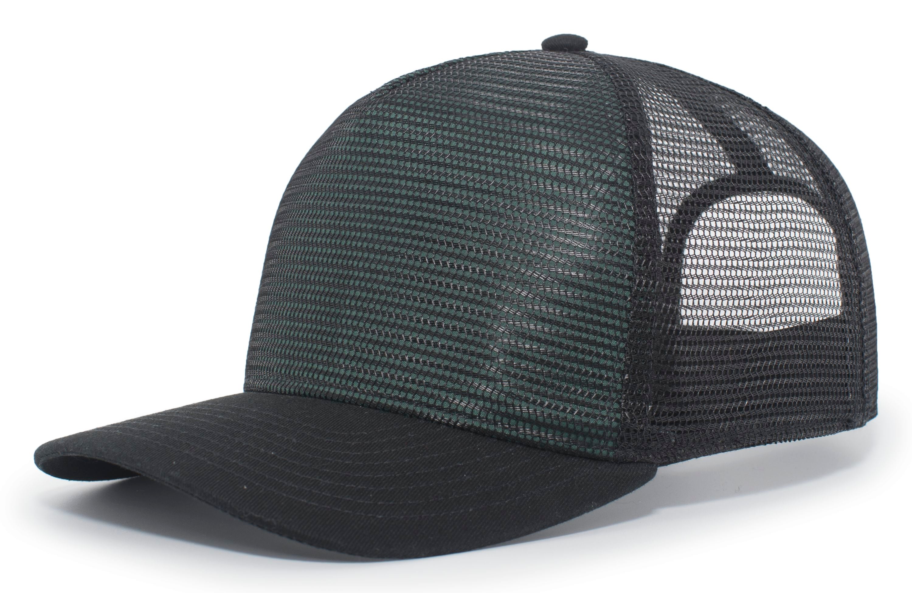5-Panel Mesh Overlay Trucker Snapback - OS - BLACK/DARK GREEN