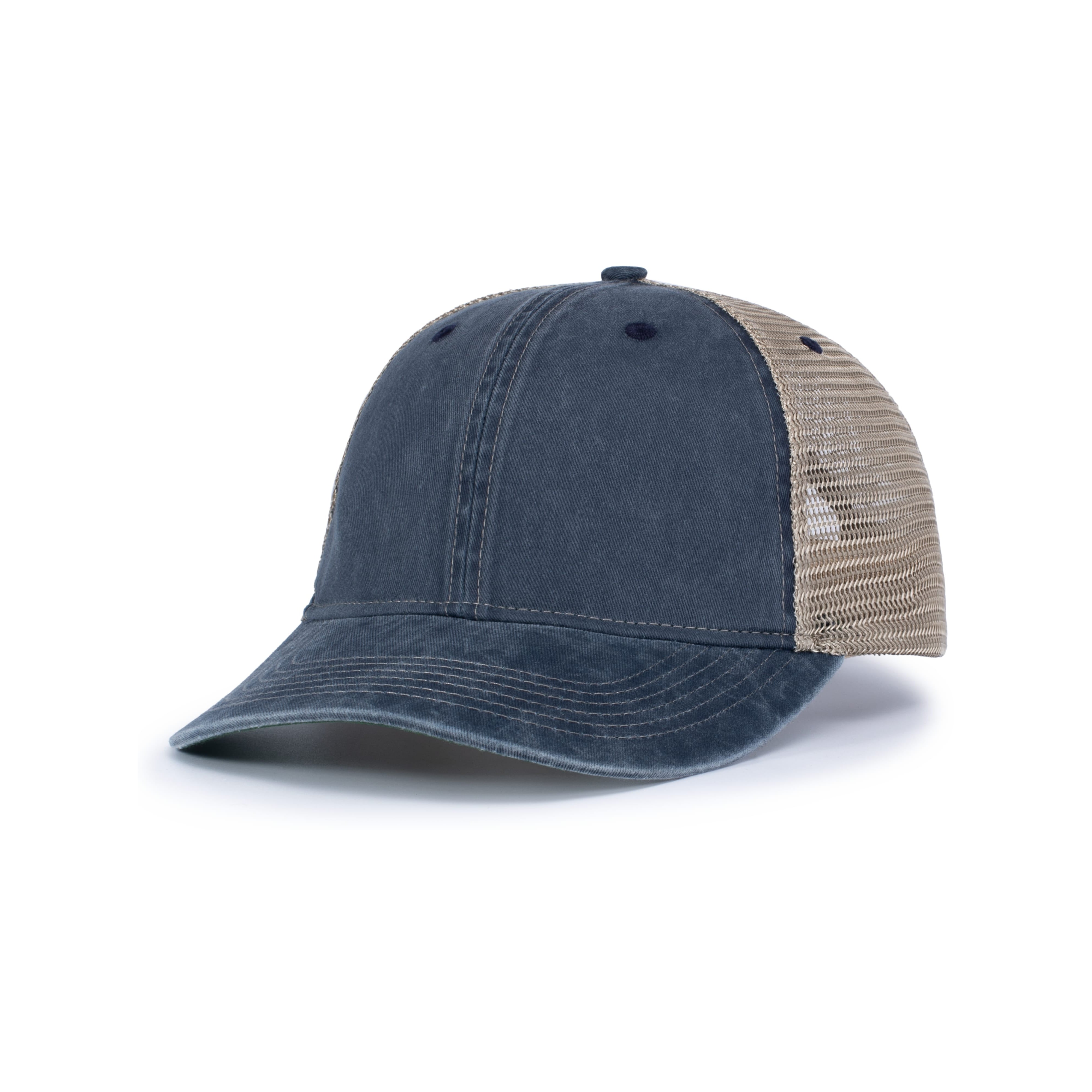 Vintage &quot;Dirty&quot; Trucker Snapback Cap - OS - NAVY/TAN/NAVY